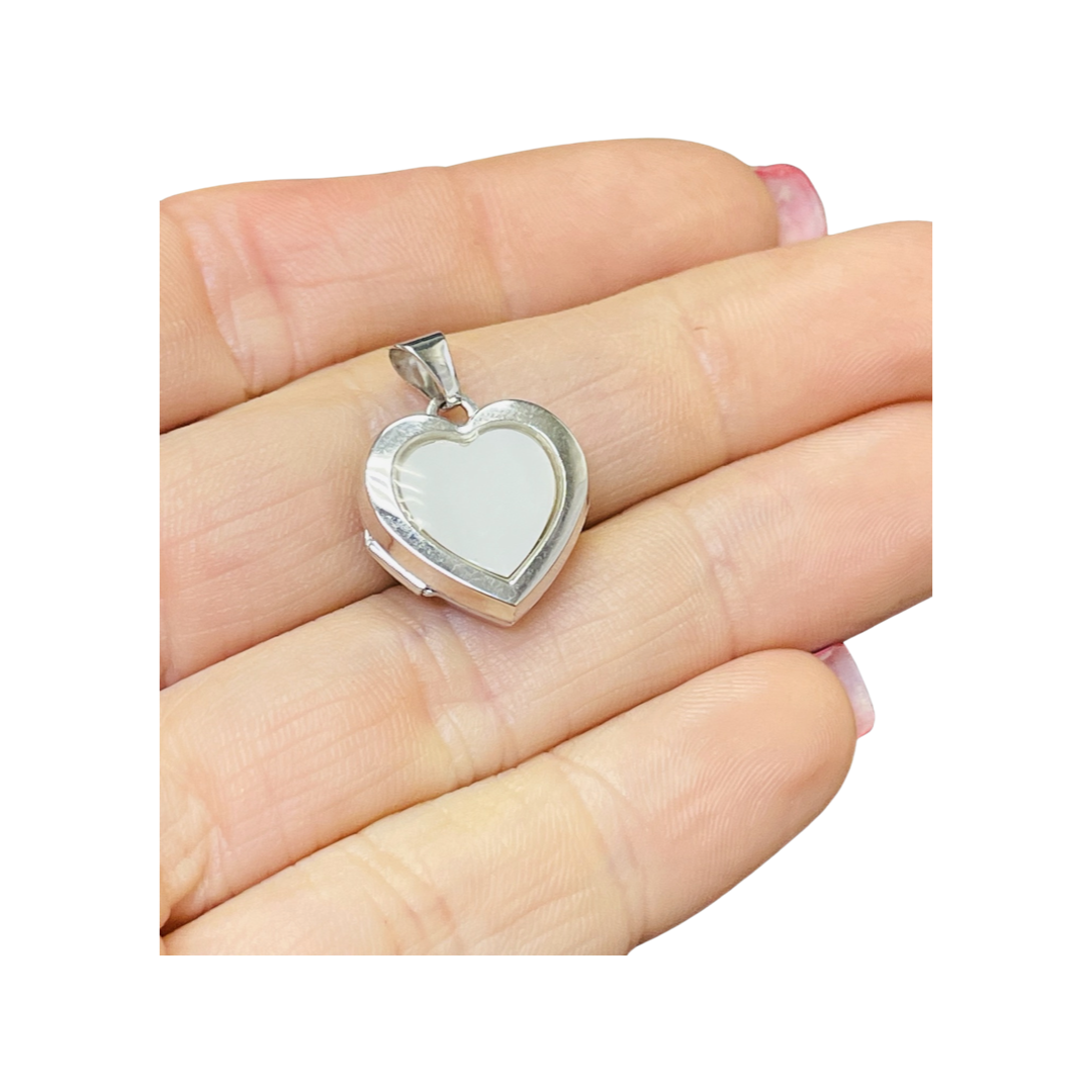 Heart Locket 10K White Gold Charm Pendant