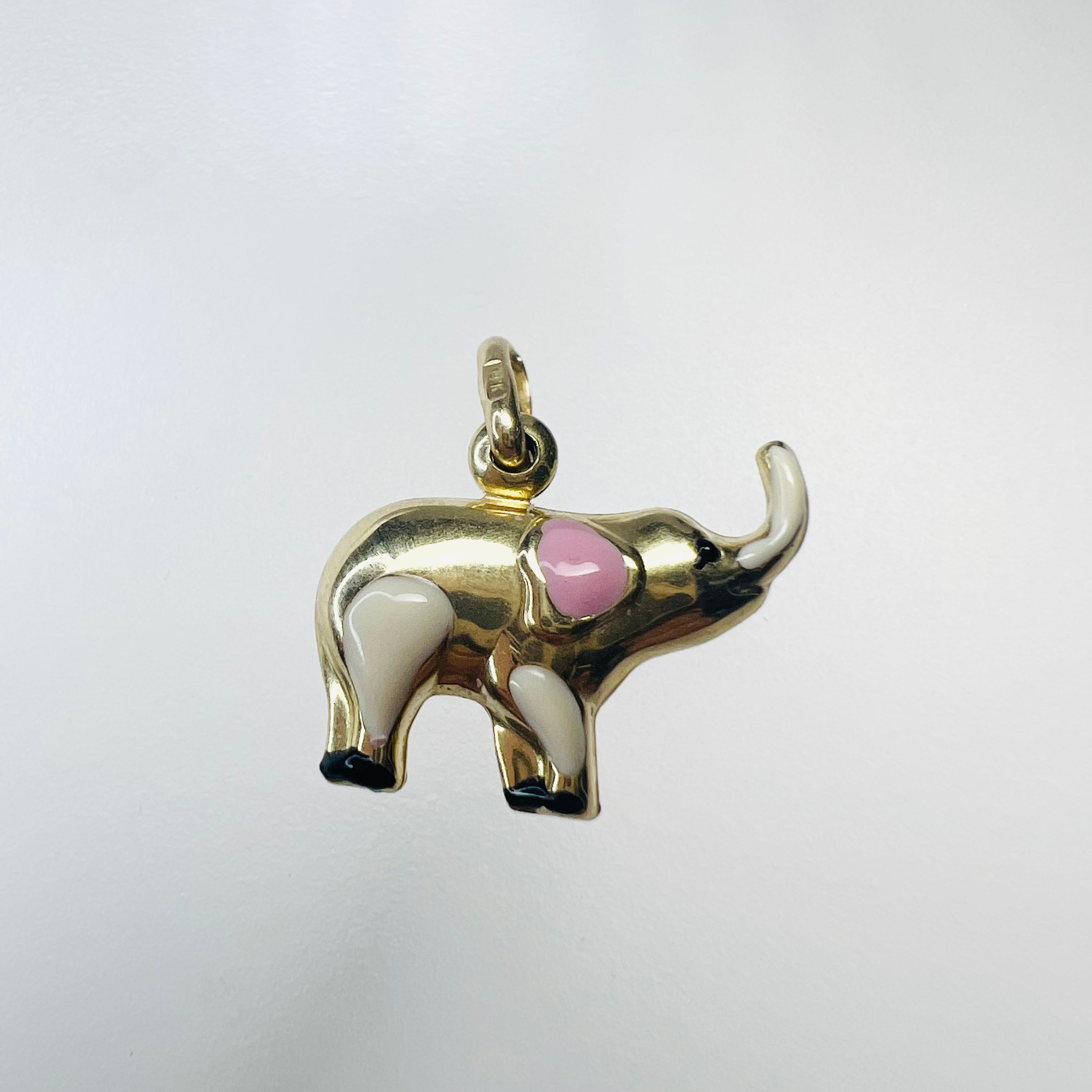 Cute! Solid 14K Gold Yellow Gold 3-D Mother Elephant Charm Pendant