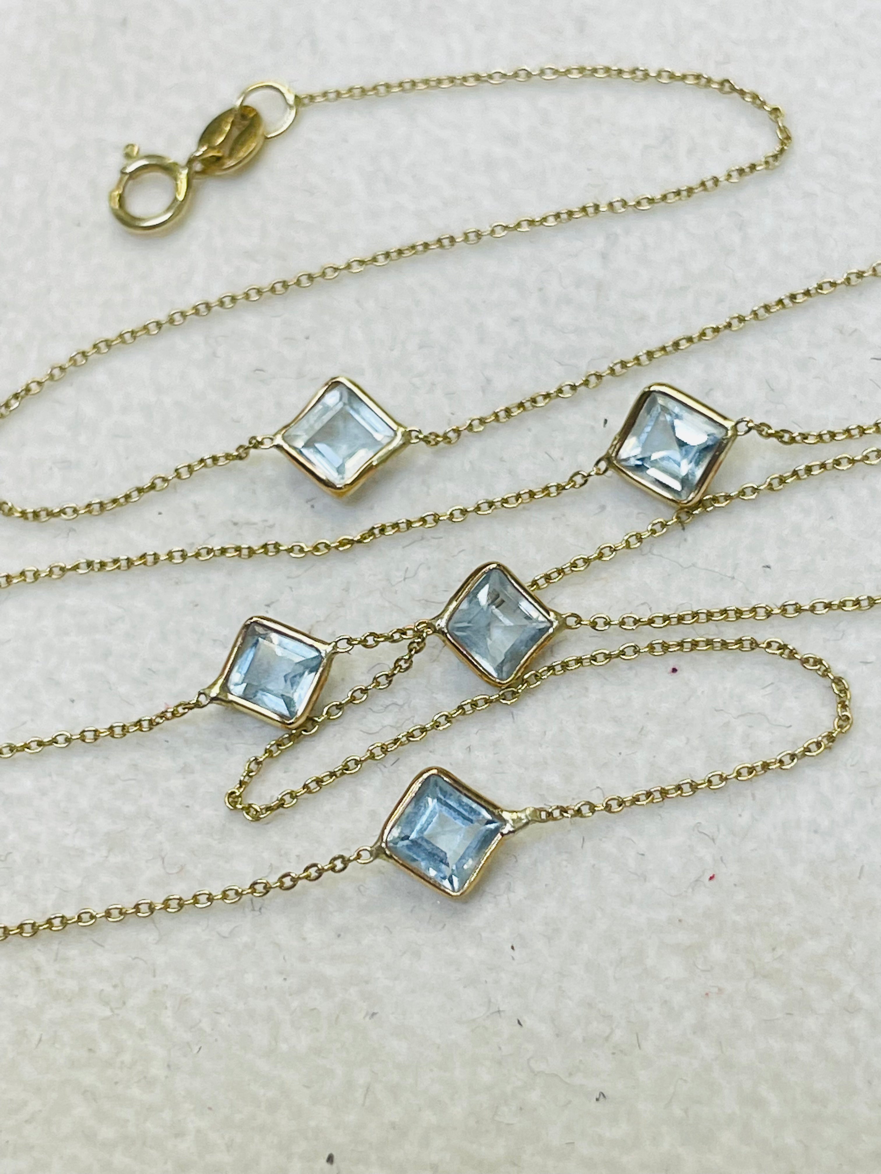 Aquamarine by The Yard Necklace in 14k Yellow Gold 16"