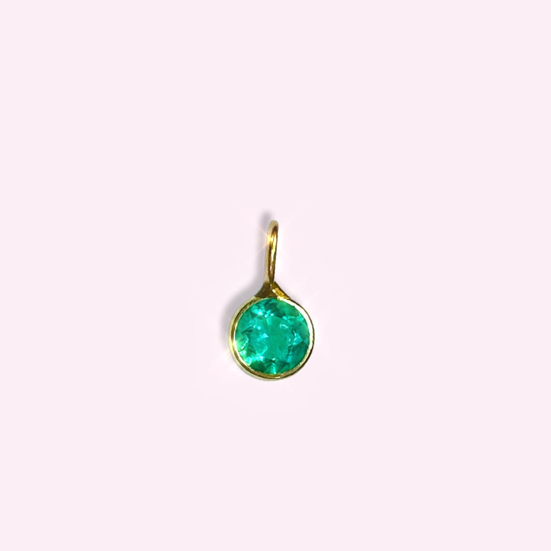 14K Yellow Gold Emerald Pendant Gem Charm