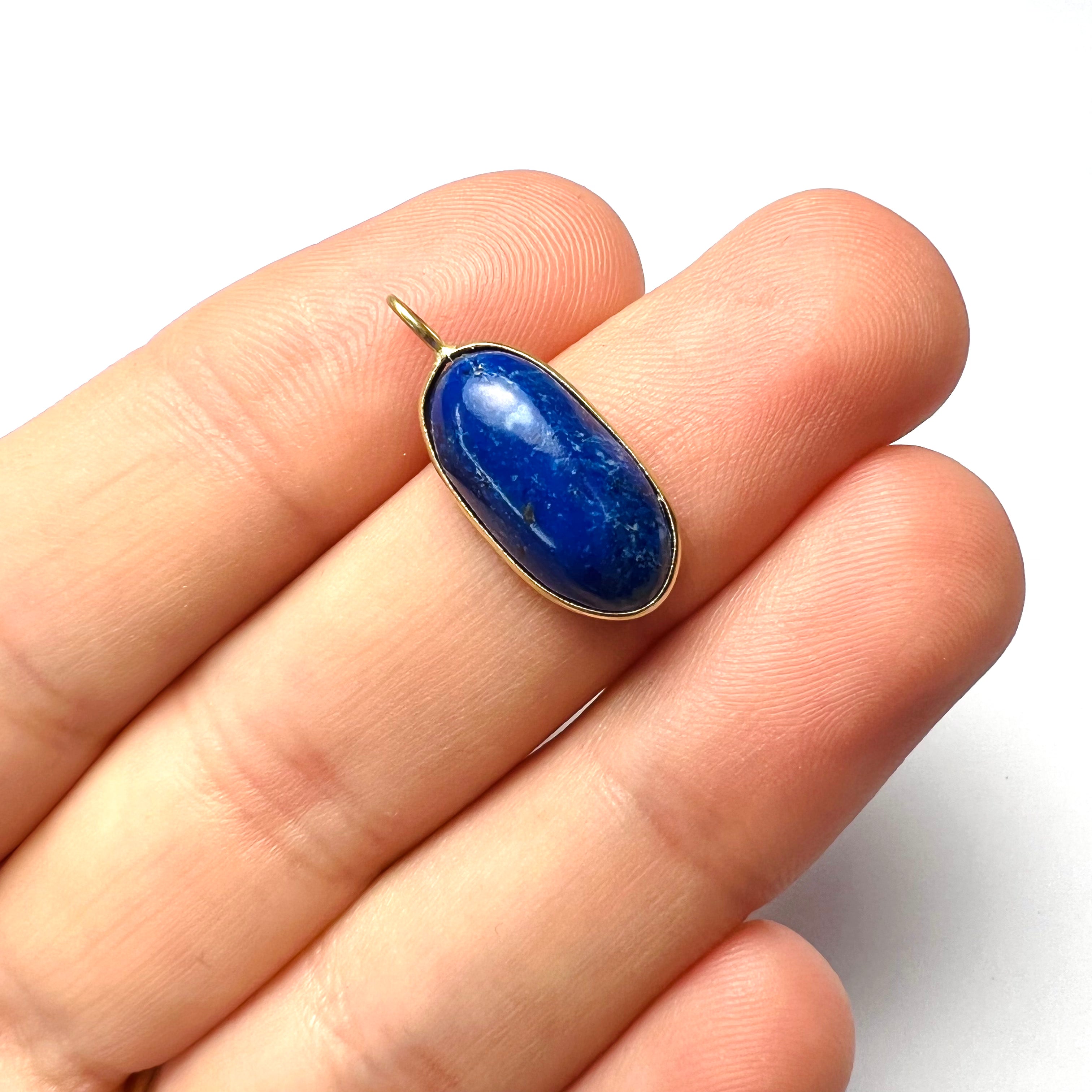 14k Lapis Yellow Gold Pendant Charm 21x9mm