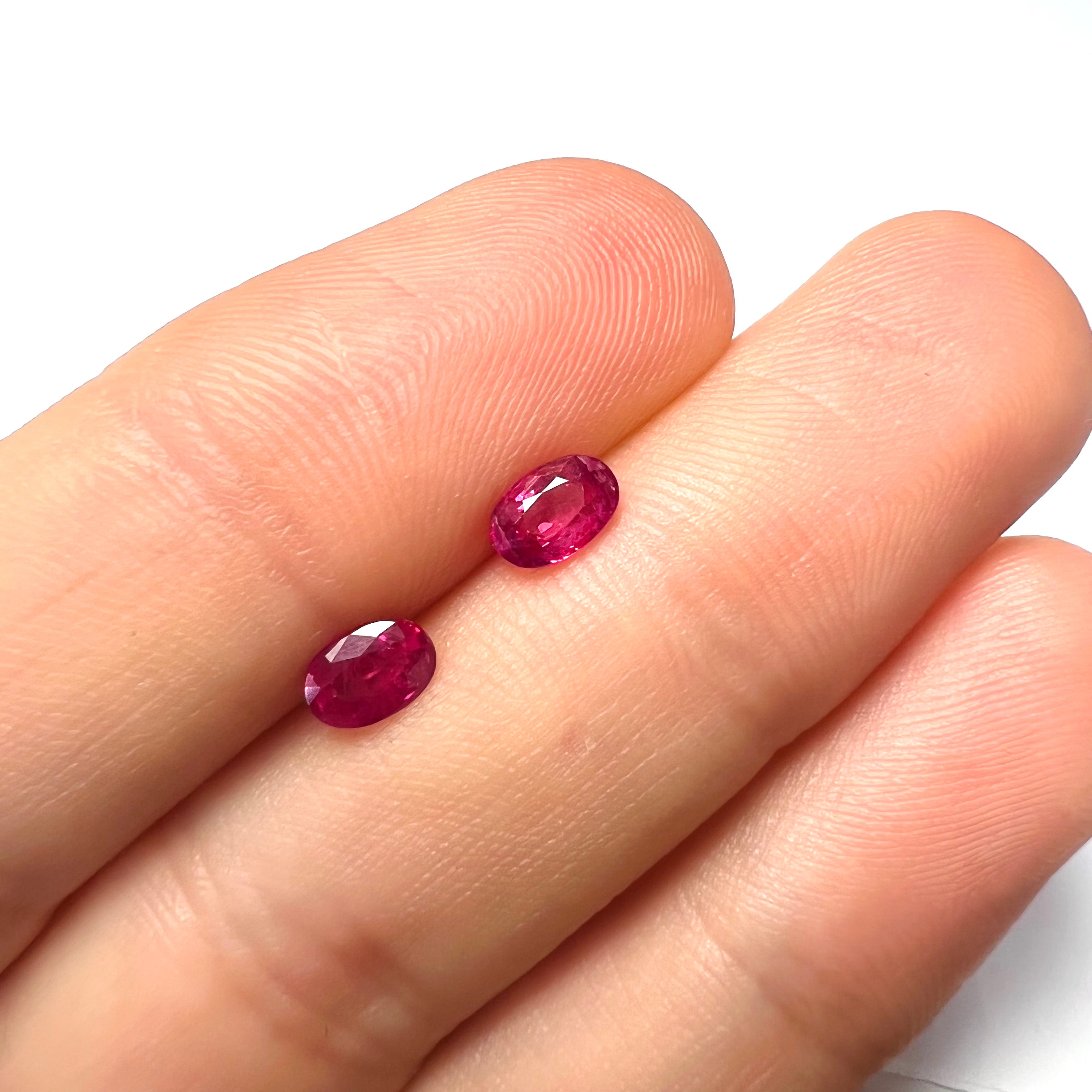 1.25CTW Pair of Natural Oval Loose Ruby 6x3x2.5mm Earth mined Gemstone