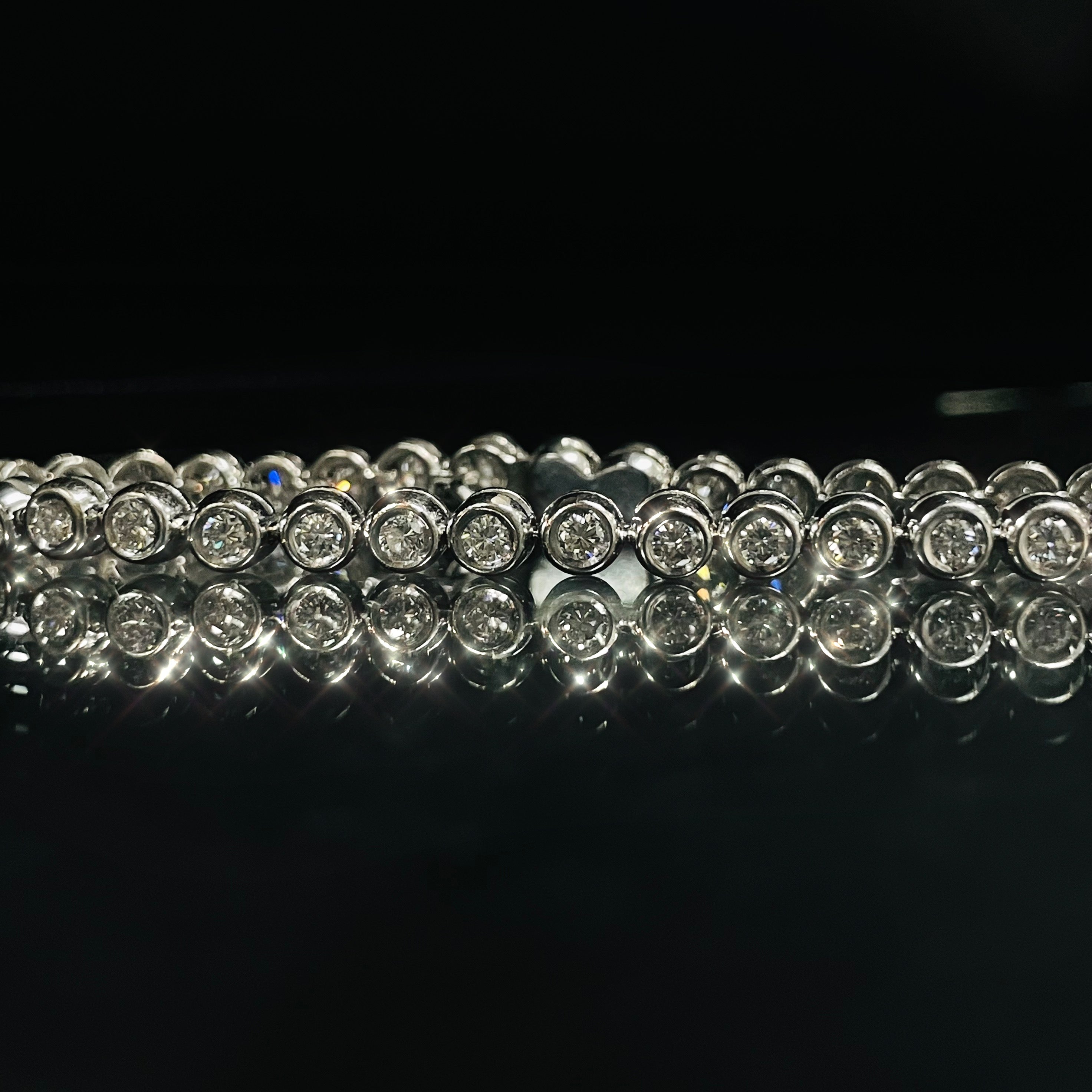 5CT F VS Natural Diamond Solid 18K White Gold Bezeled Tennis Bracelet