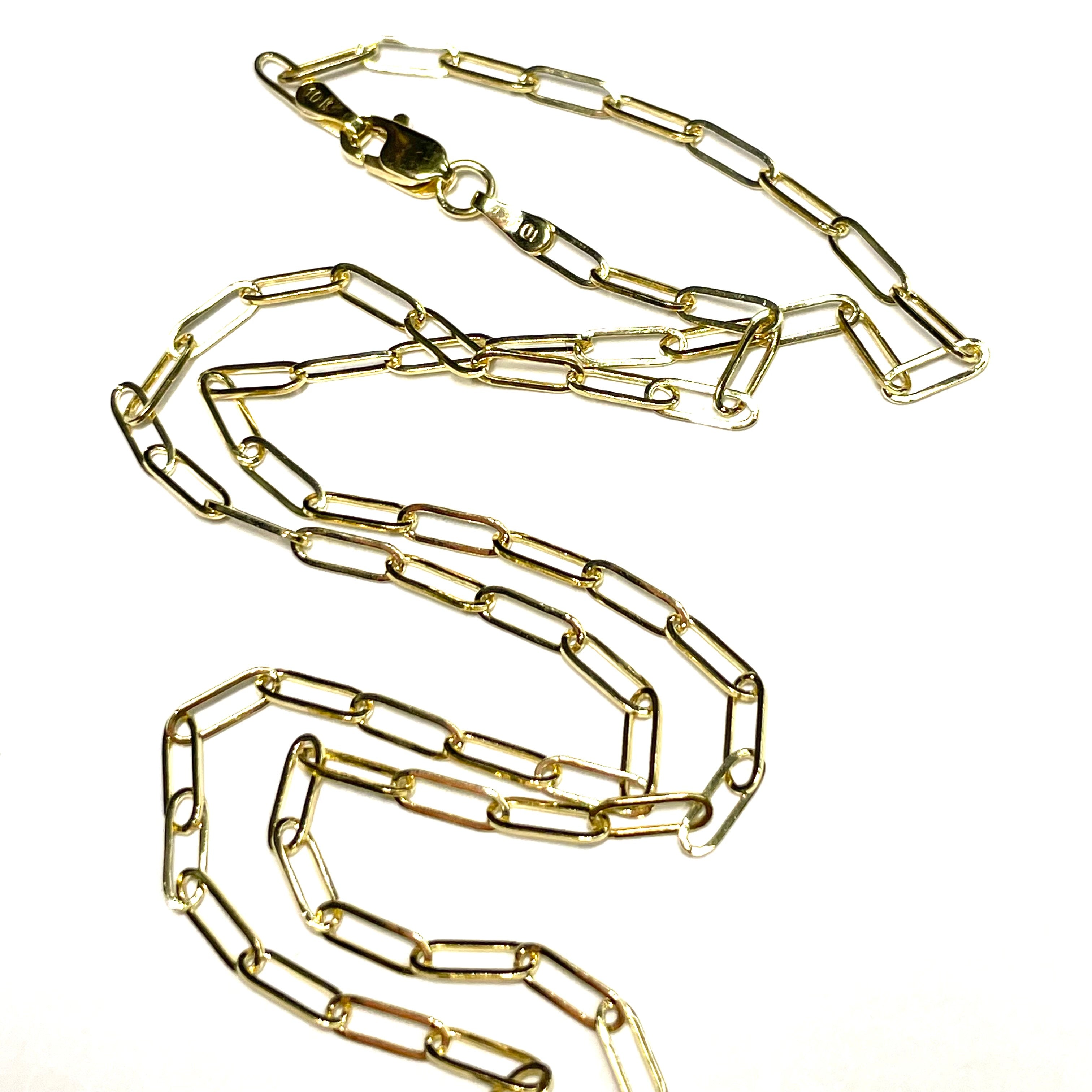 Paper Clip Chain 20” 6x2mm 10k Yellow Gold