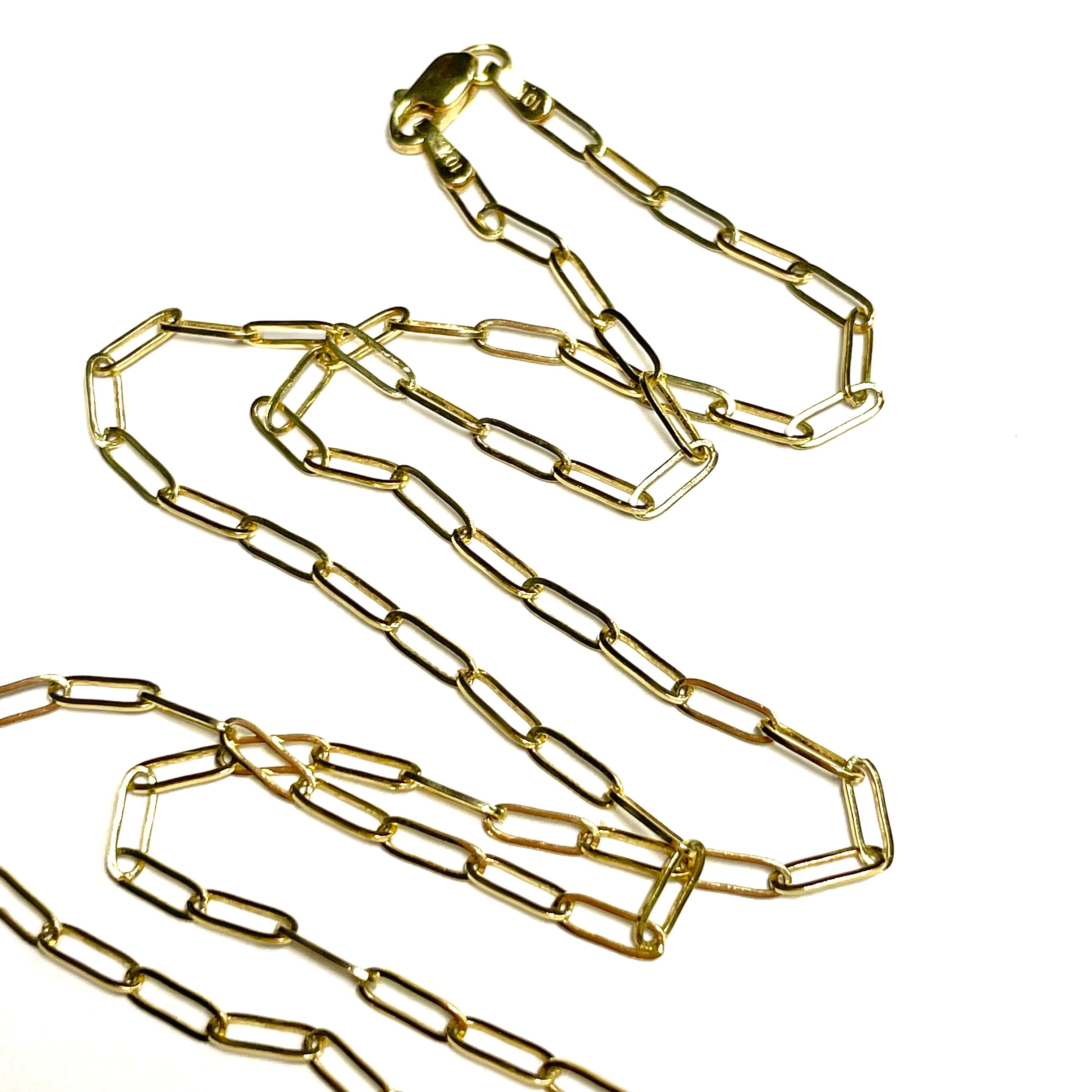 Paper Clip Chain 24” 6x2mm 10k Yellow Gold