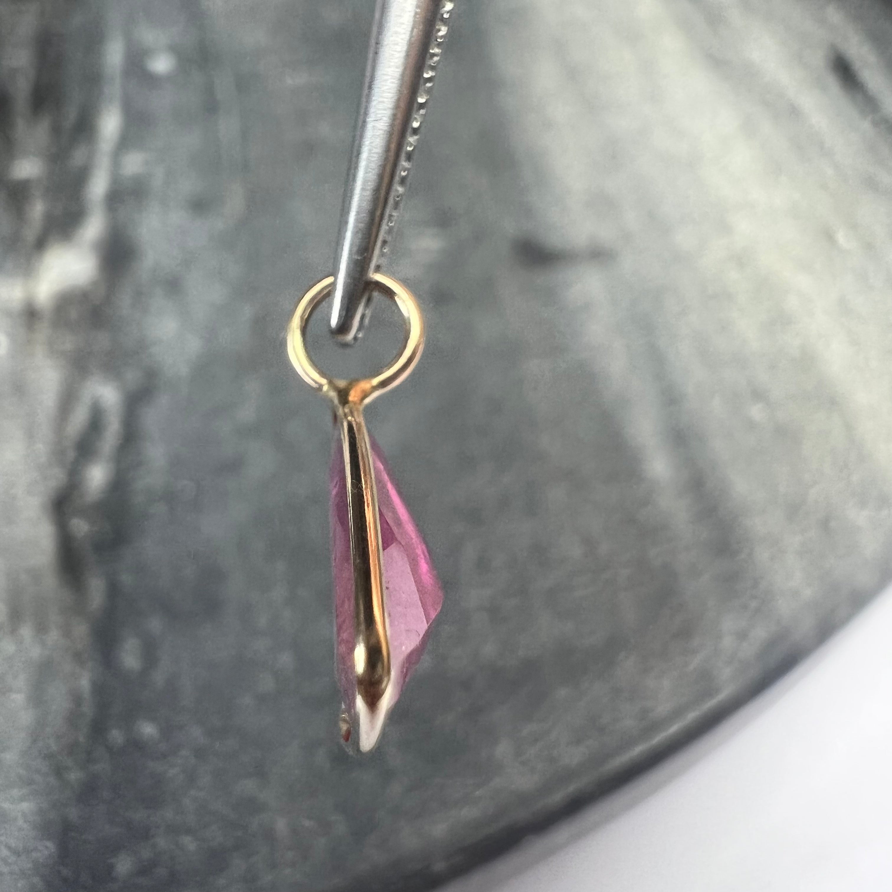 1.15CT  Natural Trillion Tourmaline 14K Yellow Gold Pendant Charm 14x10mm