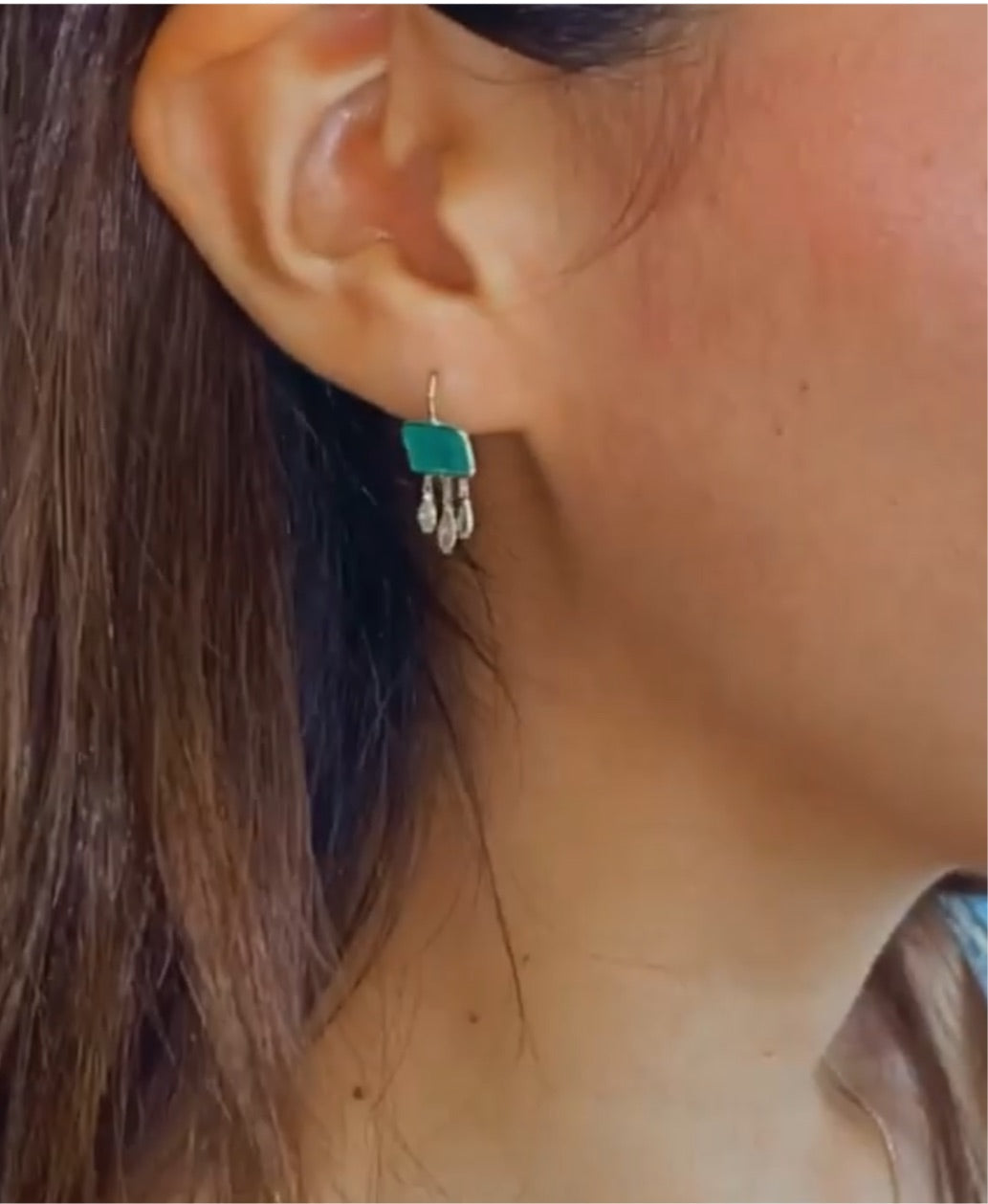 Perfect Colombian Emerald and Marquis Diamond Fringe Earrings