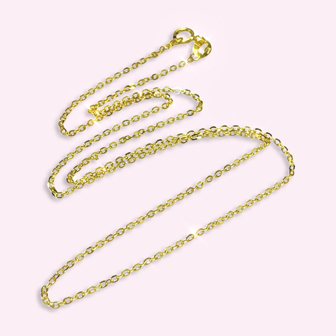 16” 1mm 14K Yellow Gold Fancy Shimmery Chain Necklace