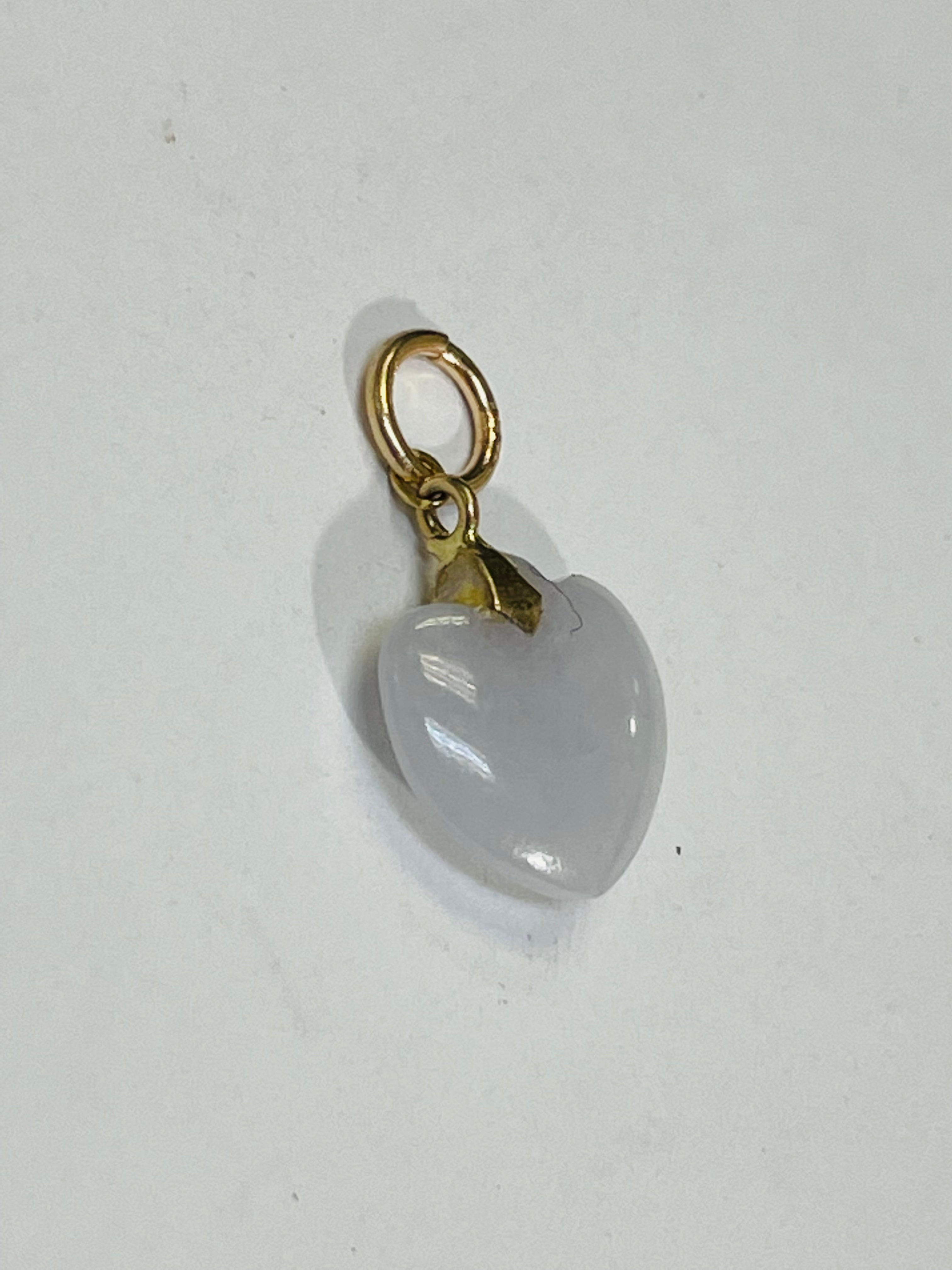 Lavender Jade Heart 14K Charm