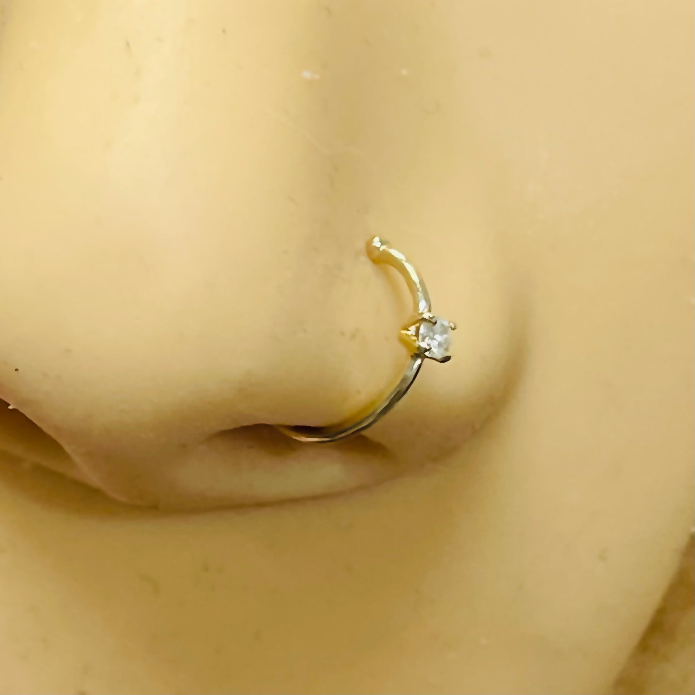 14K Yellow Gold .04CT Diamond Ear Cuff or Faux Nose Stud