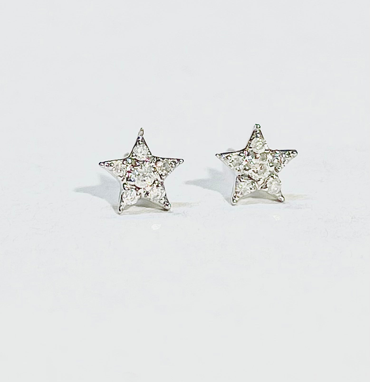 Glittering Diamond Celestial 14K White Gold Diamond Star Earrings 5mm