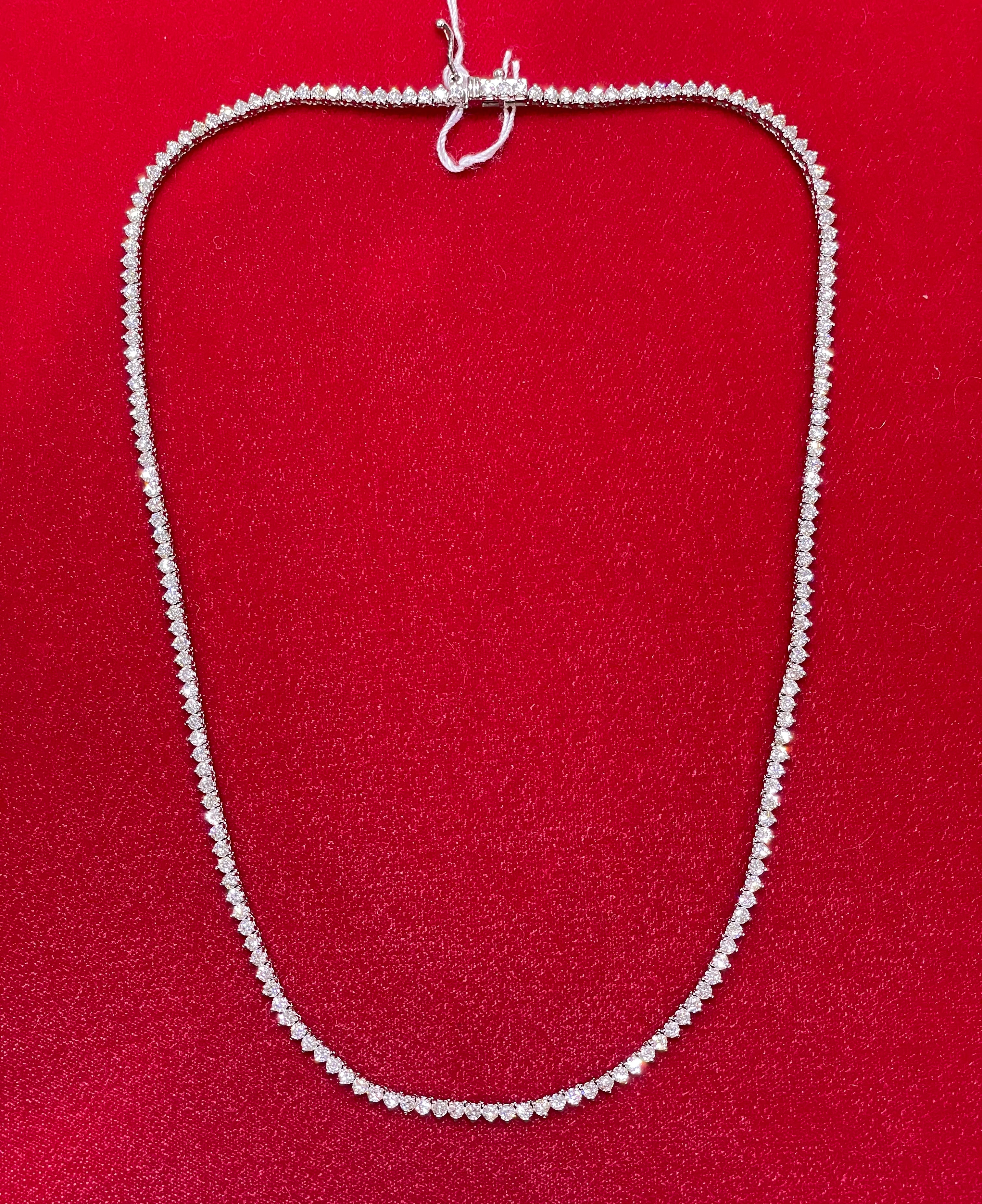 5.7CT Riviera Necklace 14k White Gold 16” Long
