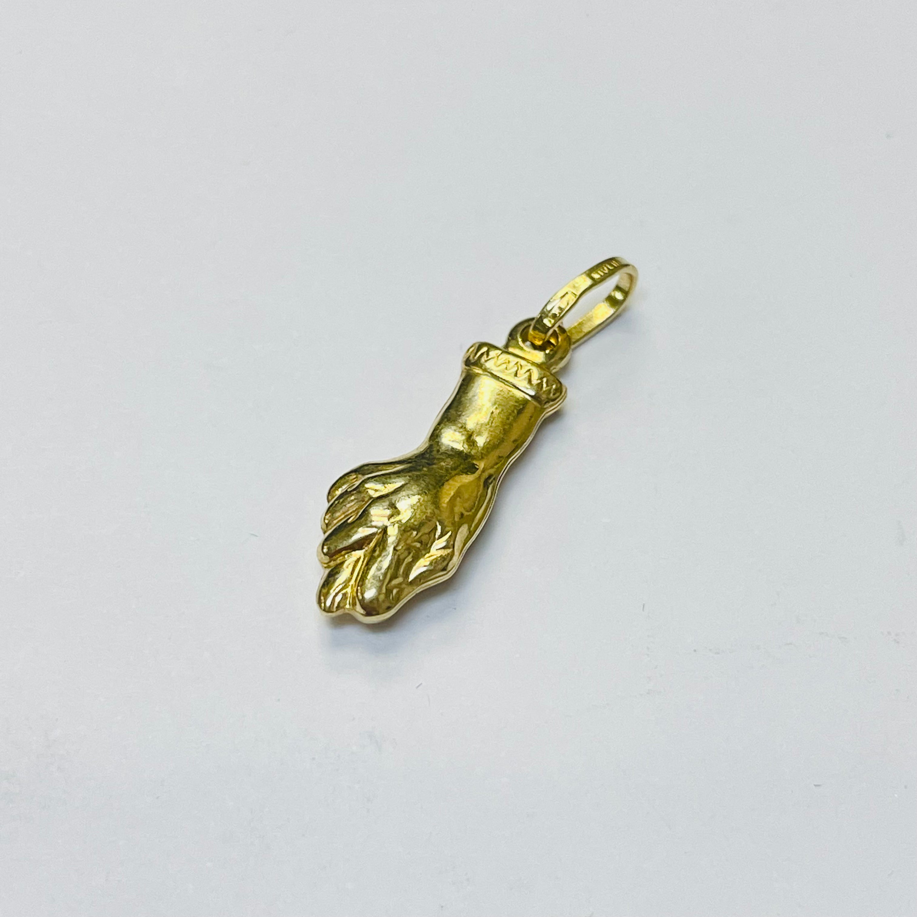 14K Yellow Gold Figa Fist Charm Pendant