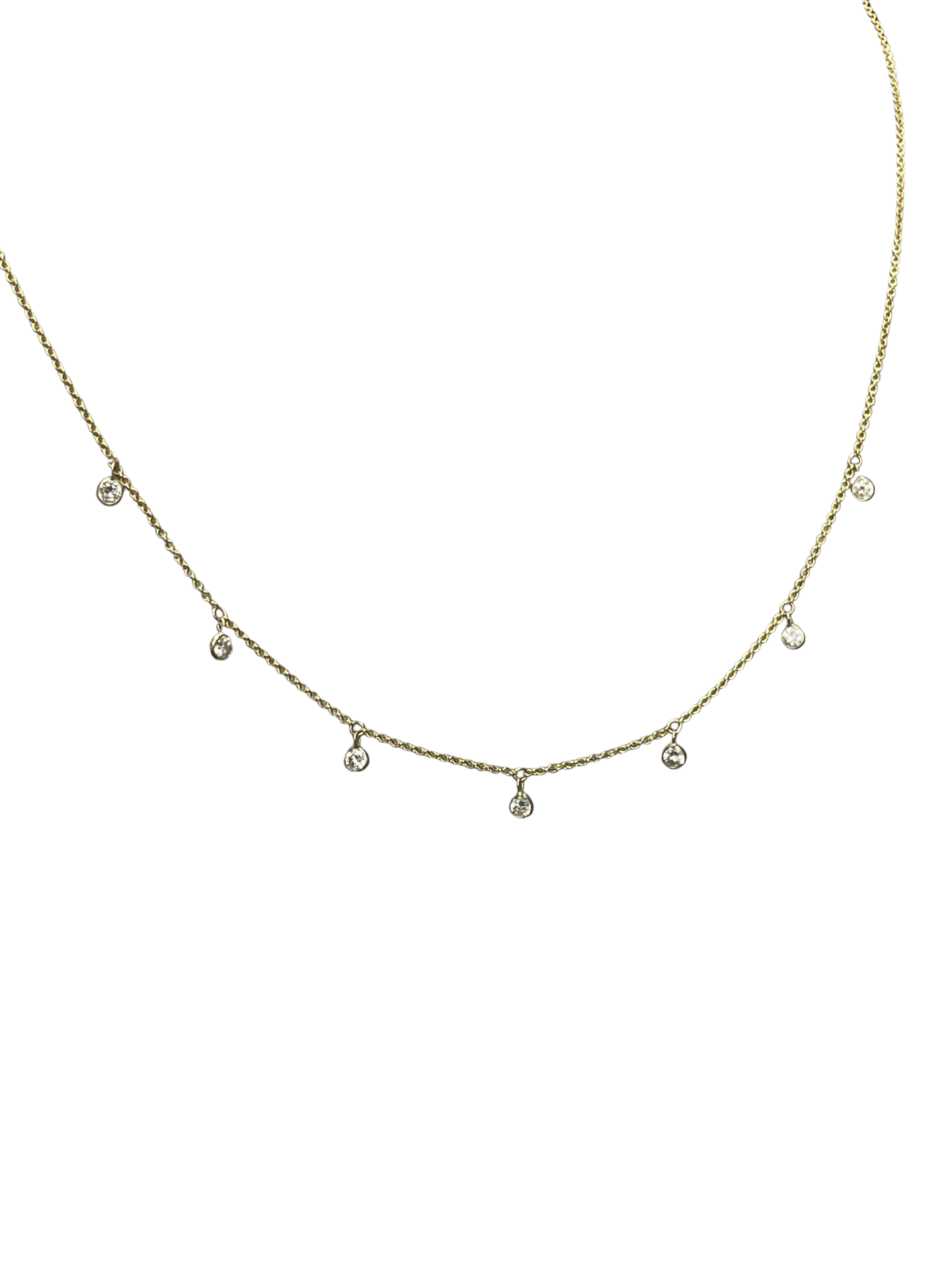 .70CT  Round Diamond Dangle 18" 14k Yellow Gold Necklace