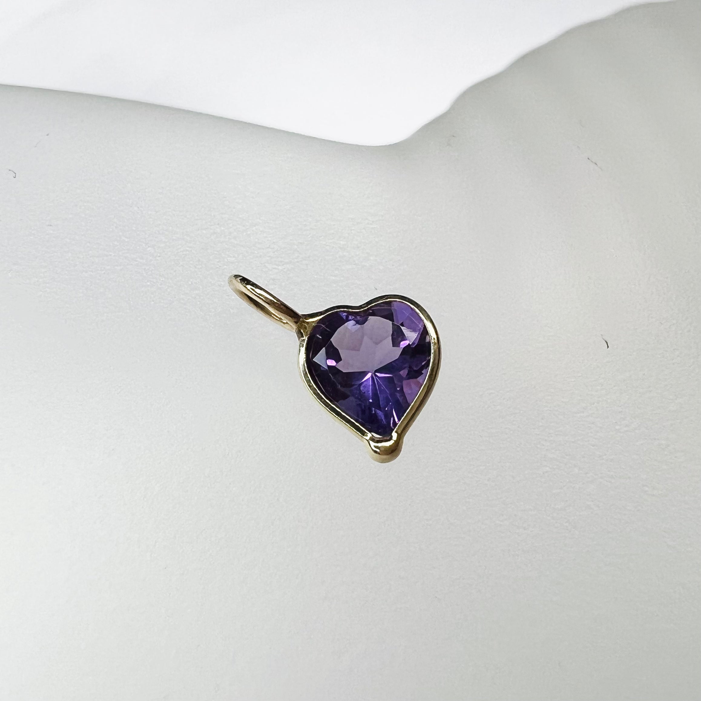 .90CT Natural Amethyst 14K Yellow Gold Pendant Charm 10x6mm