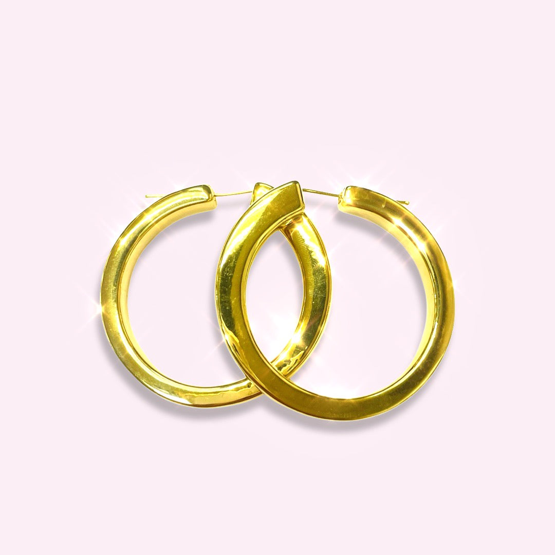 2” Large Thick 14K Yellow Gold Huggie Hoop Earrings Ultra-Light