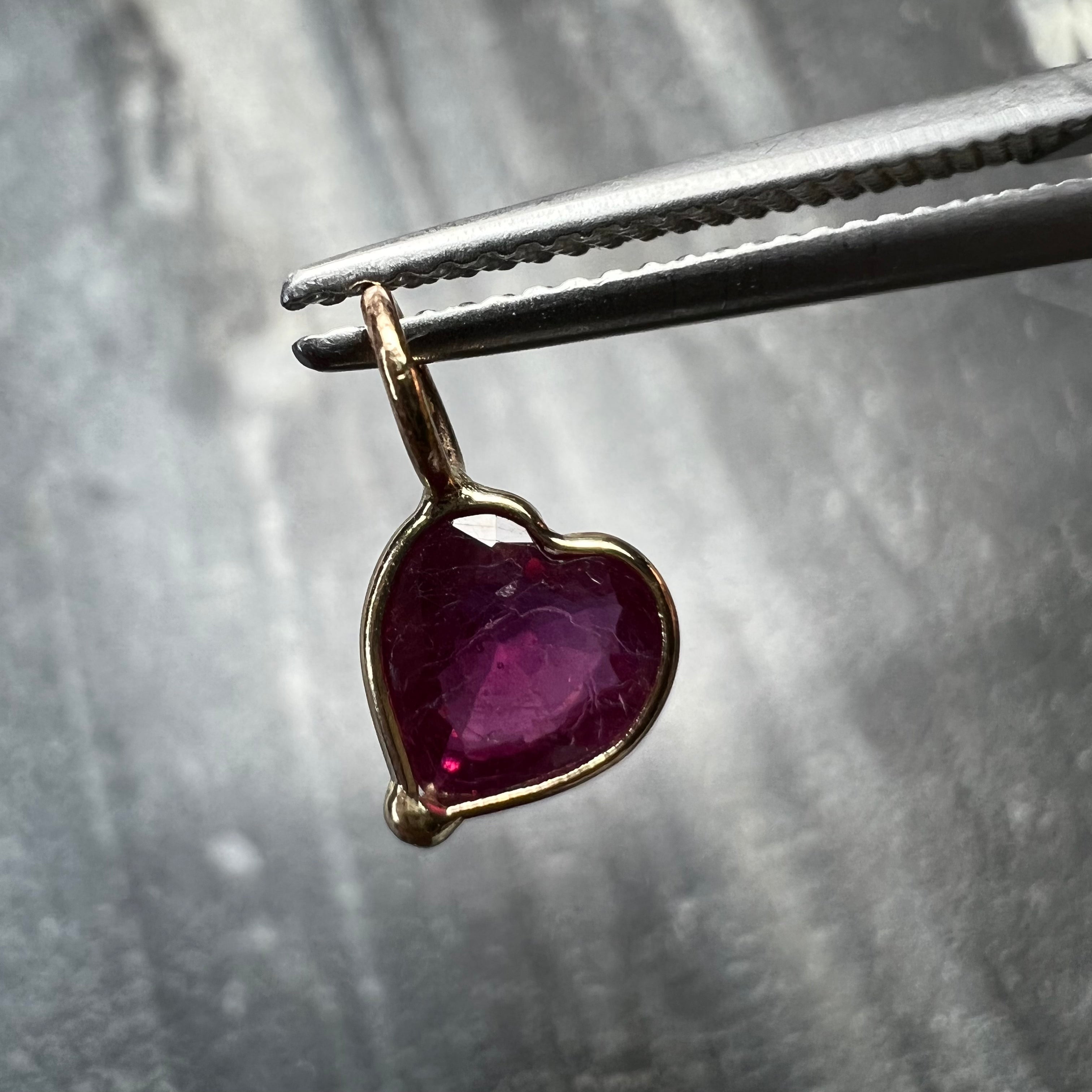 1.03CT Natural Ruby Heart 14K Yellow Gold Pendant Charm 10x6mm