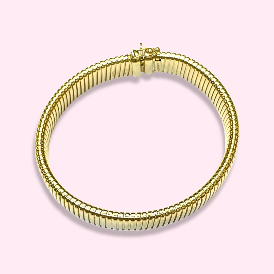 14K Yellow Gold 11mm 7”Tubogas Bracelet