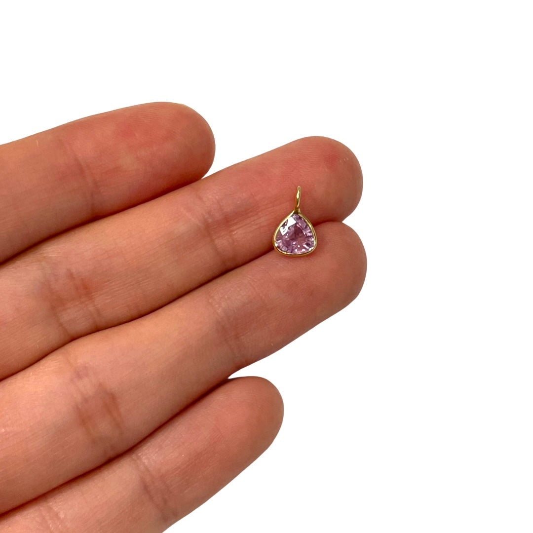 Natural Pink Pear Sapphire 14K Yellow Gold Pendant Charm 9.5x6.5mm