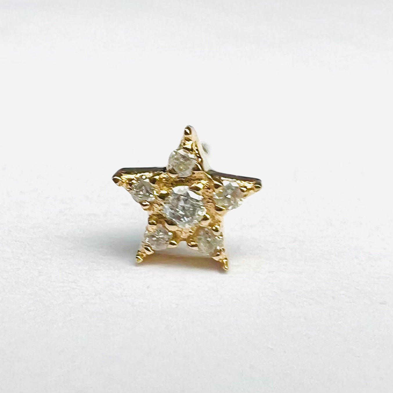 Diamond Celestial 14K Yellow Gold Diamond Single Star Earring Stud 5mm