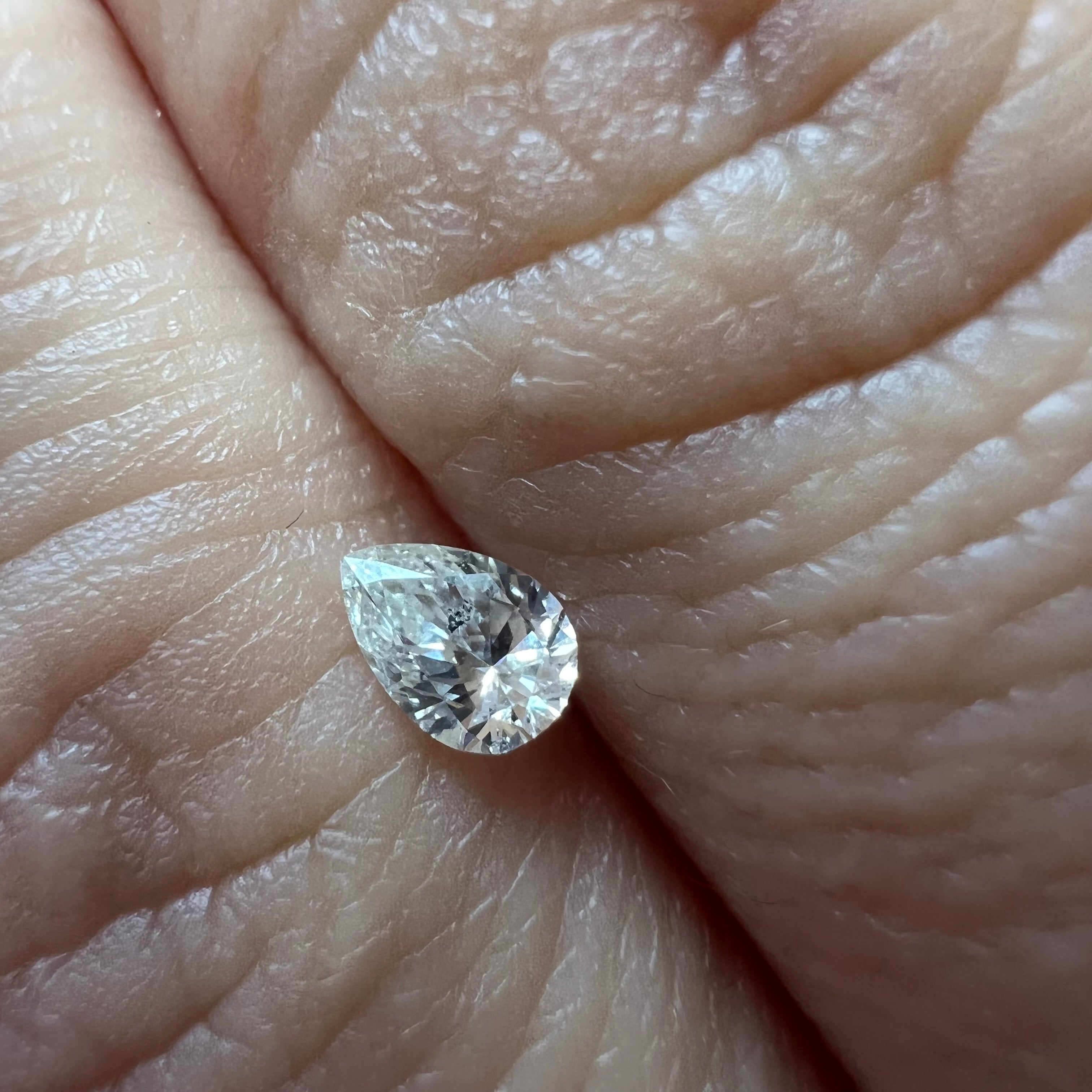 .24CT Pear Shape Diamond I2 K-M 4.97x3.51x2.13mm Natural Earth mined