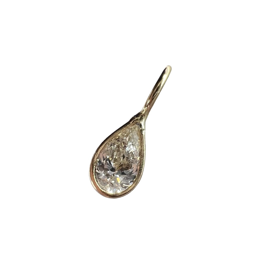 .30ct Pear Diamond Pendant Charm 14K Gold 11x4mm
