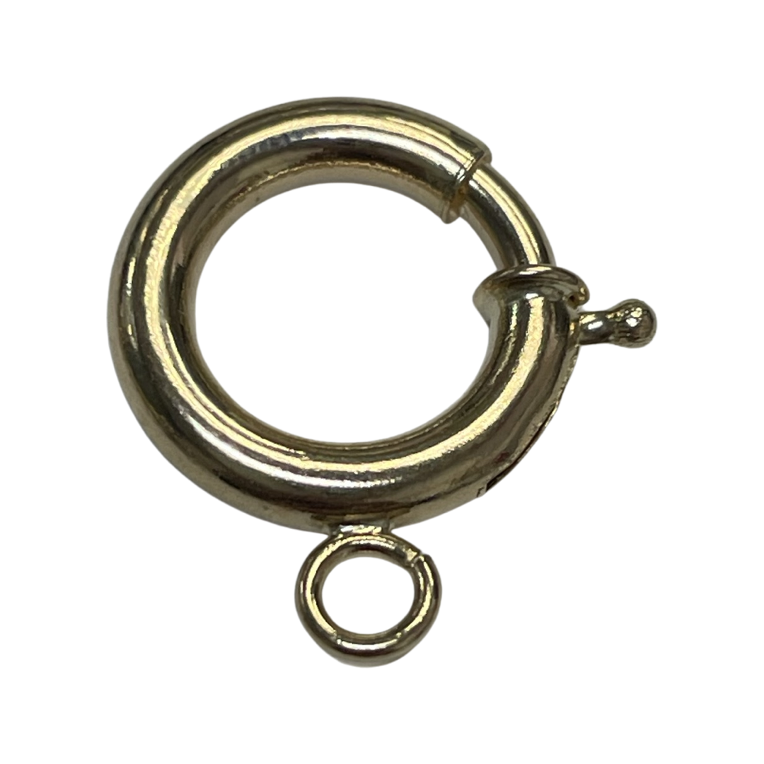 13mm Spring Ring Clasp 2.5mm Thick Solid 14K Yellow Gold