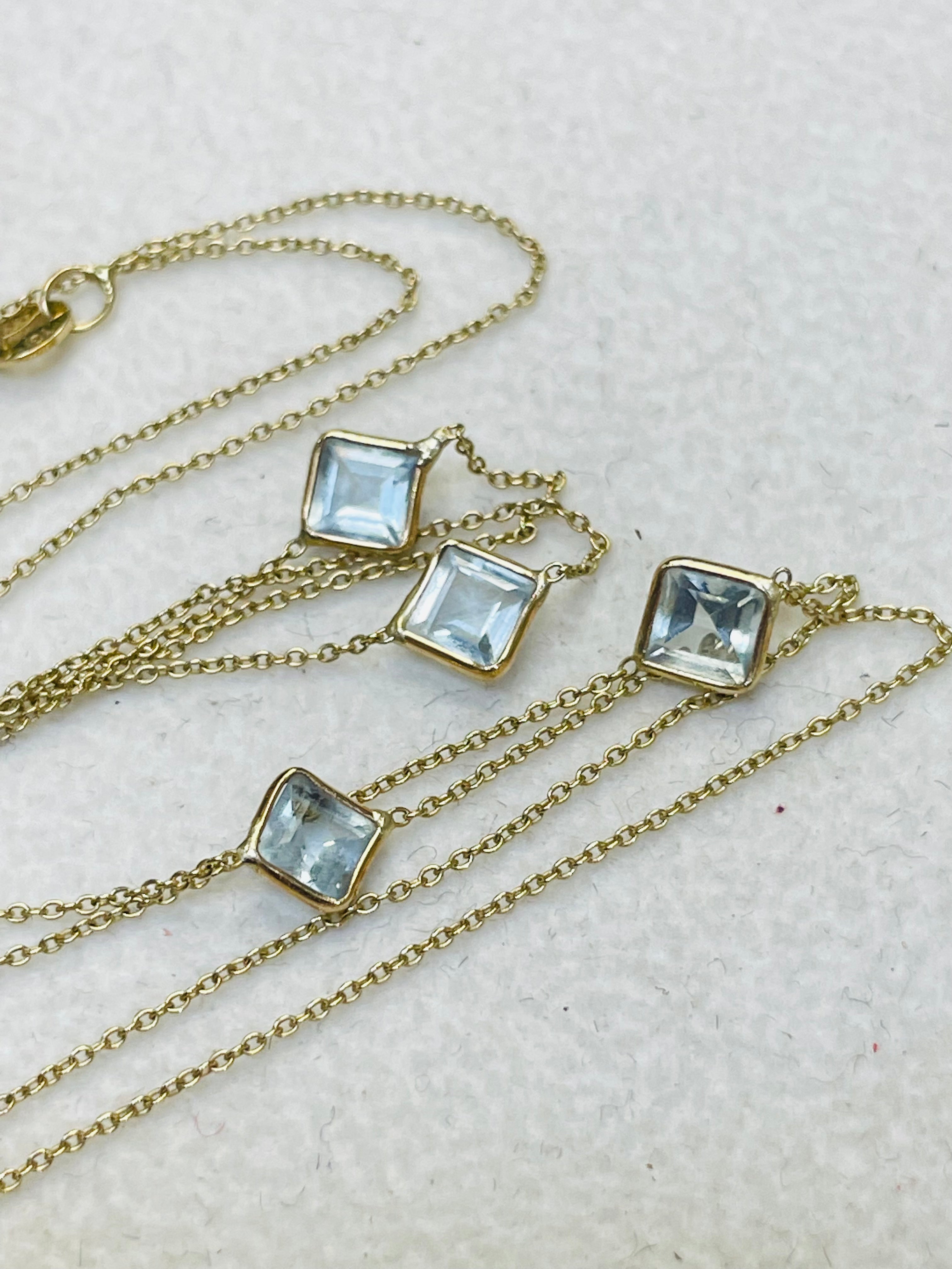 Aquamarine by The Yard Necklace in 14k Yellow Gold 16"