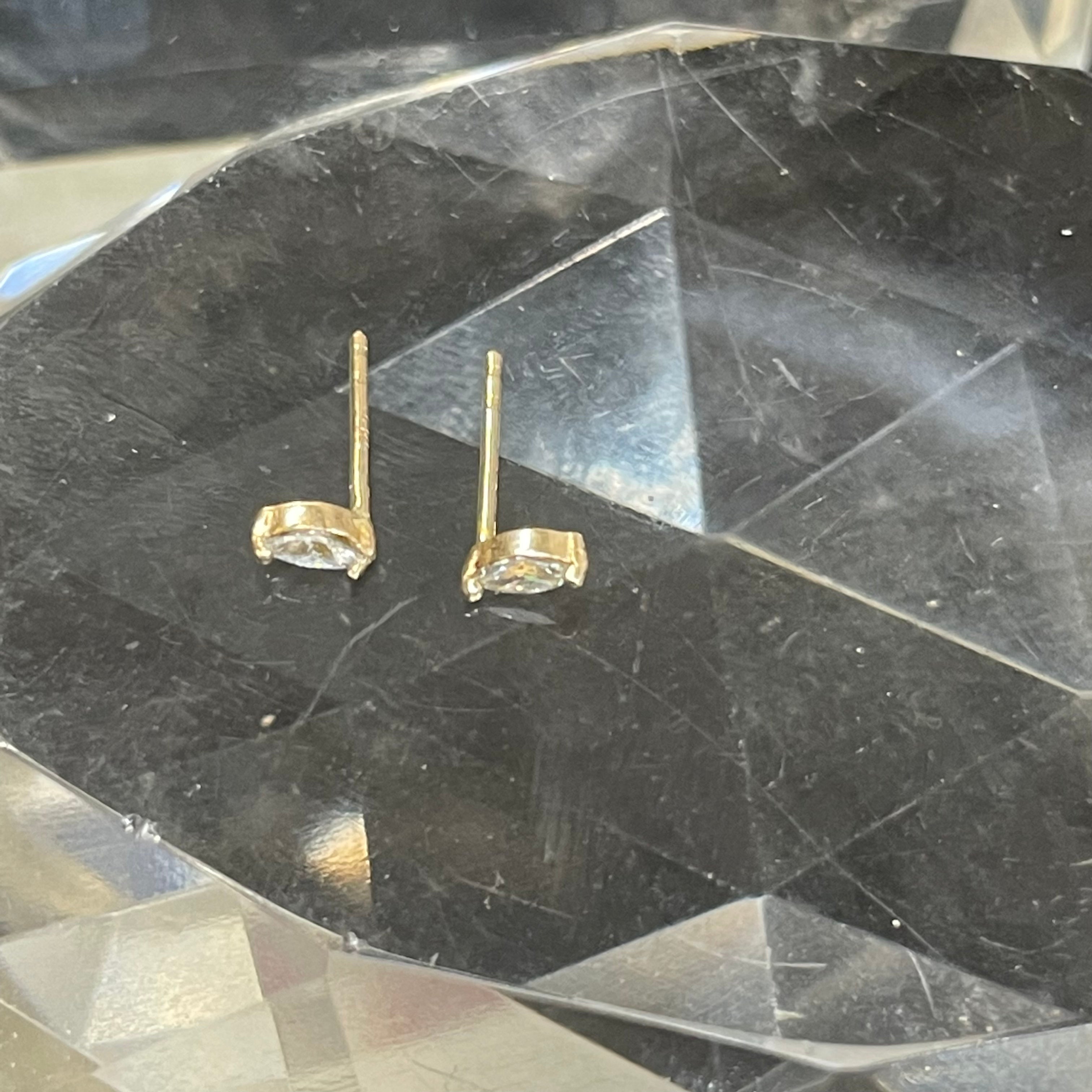 .14CT Marquis Cut Diamond 14K Yellow Gold Earring Studs
