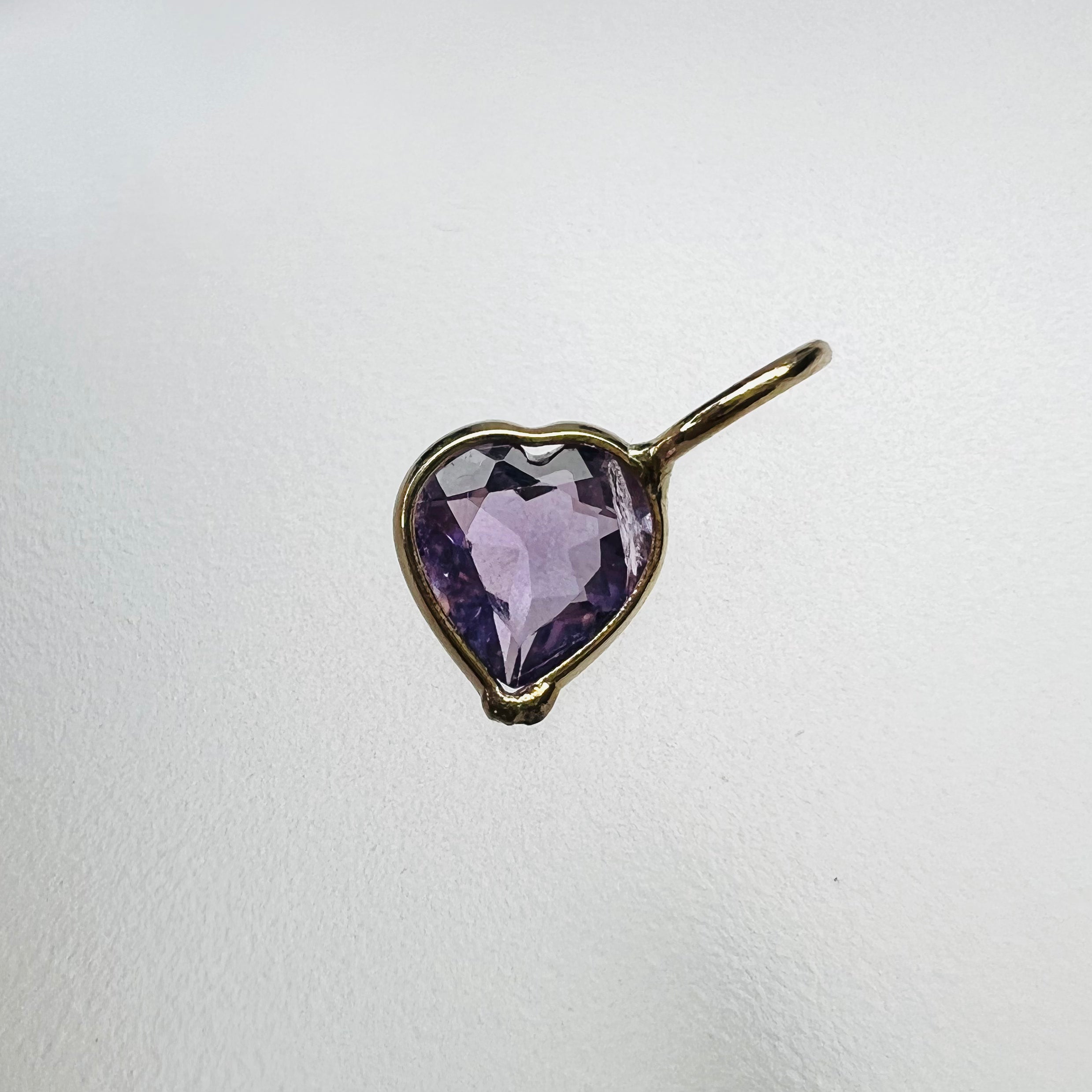 0.50CT Natural Heart Amethyst 14K Yellow Gold Pendant Charm 10x5mm