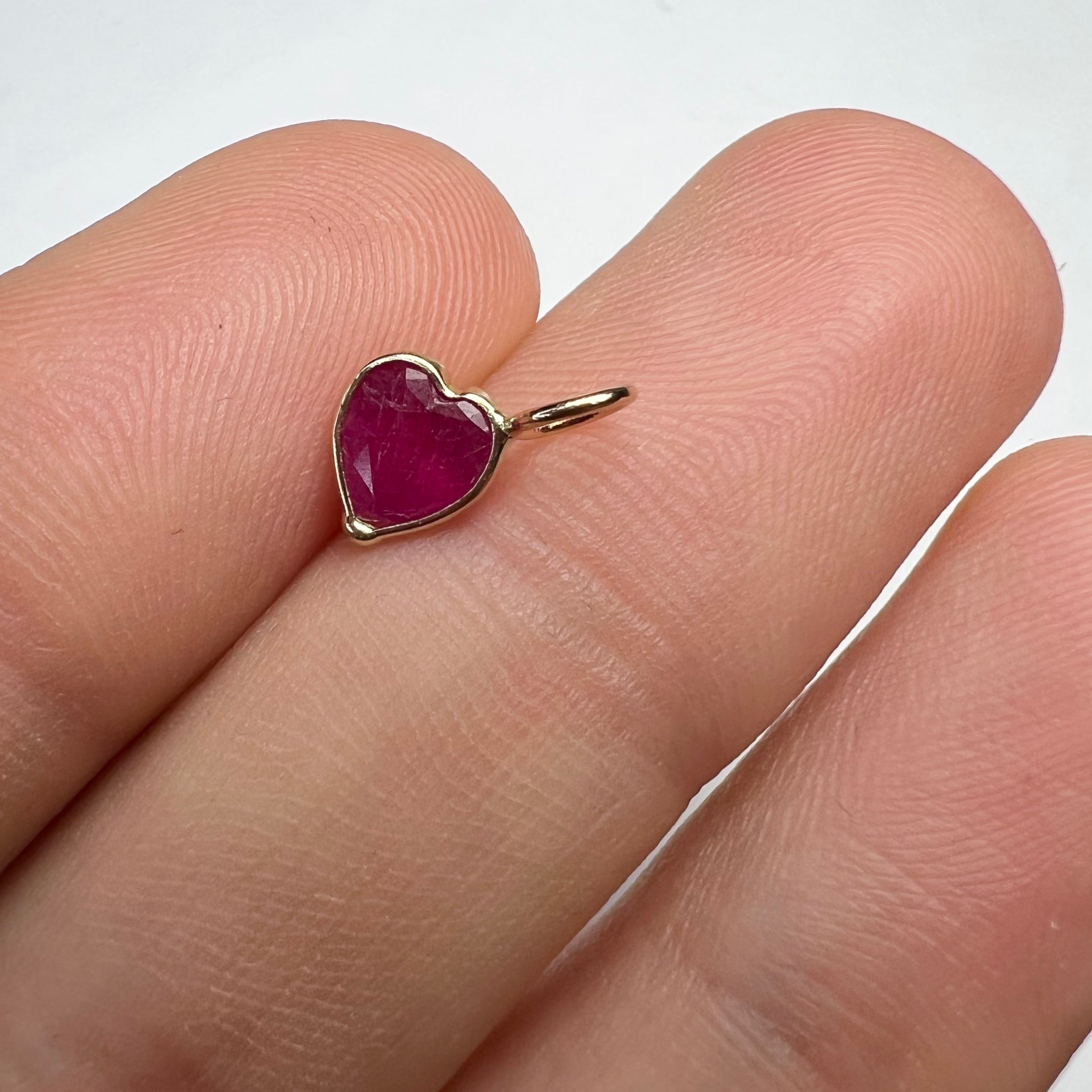 1.1CT Natural Ruby Heart 14K Yellow Gold Pendant Charm 10x6mm