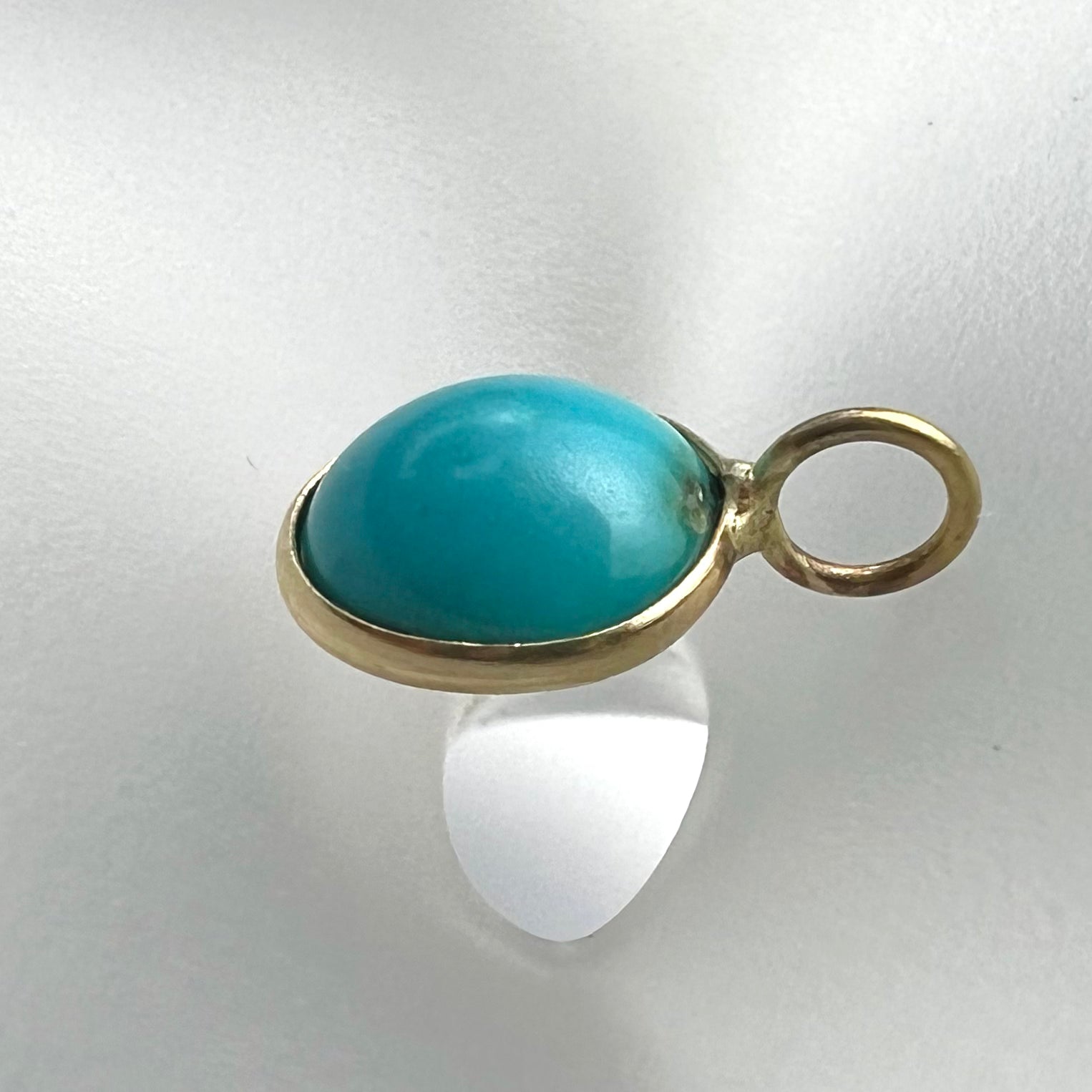 14k Turquoise Yellow Gold Pendant Charm 13x8mm