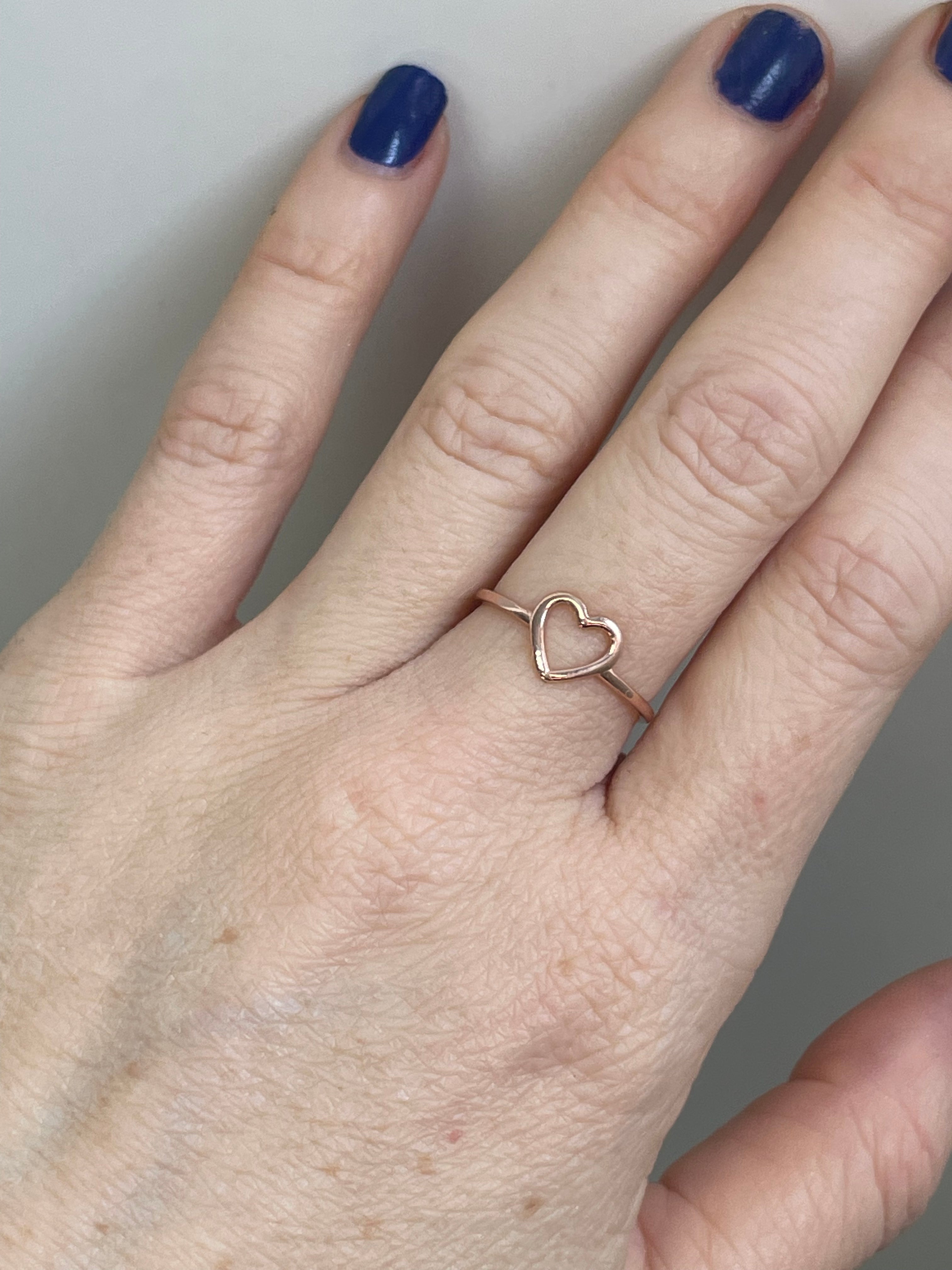 Solid 10K Rose Gold Heart Ring Size 6