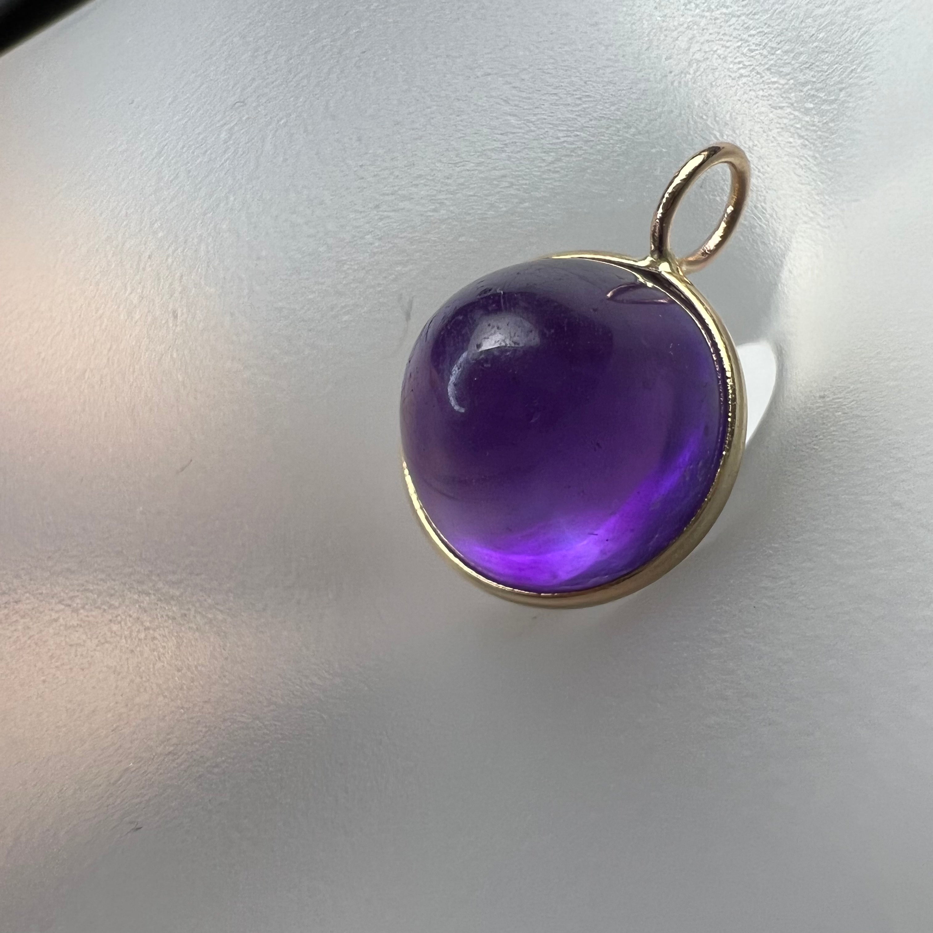 7CT Natural Amethyst 14K Yellow Gold Pendant Charm 16x11mm