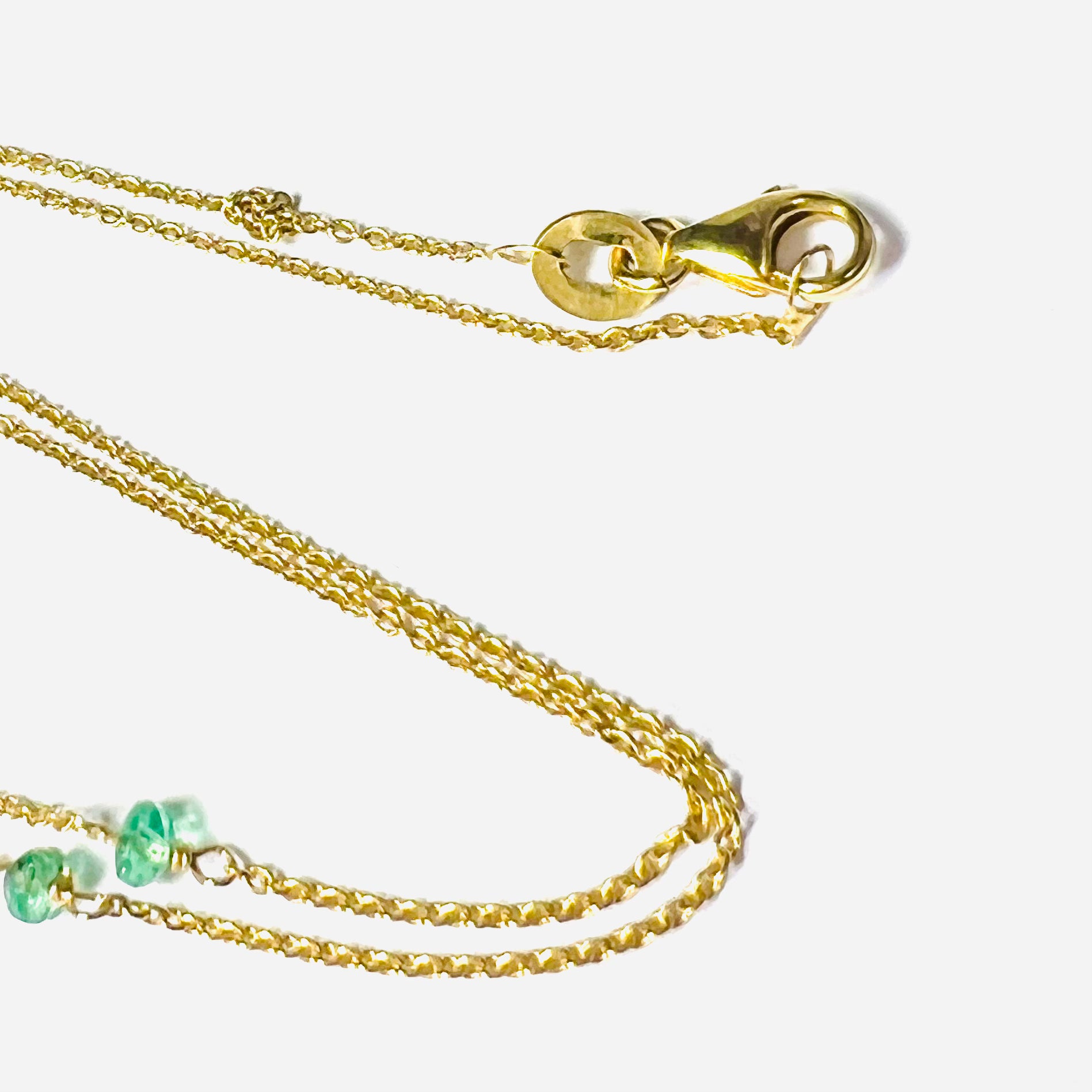 Rough Emerald Lariat 18.5" 14K Yellow Gold Necklace