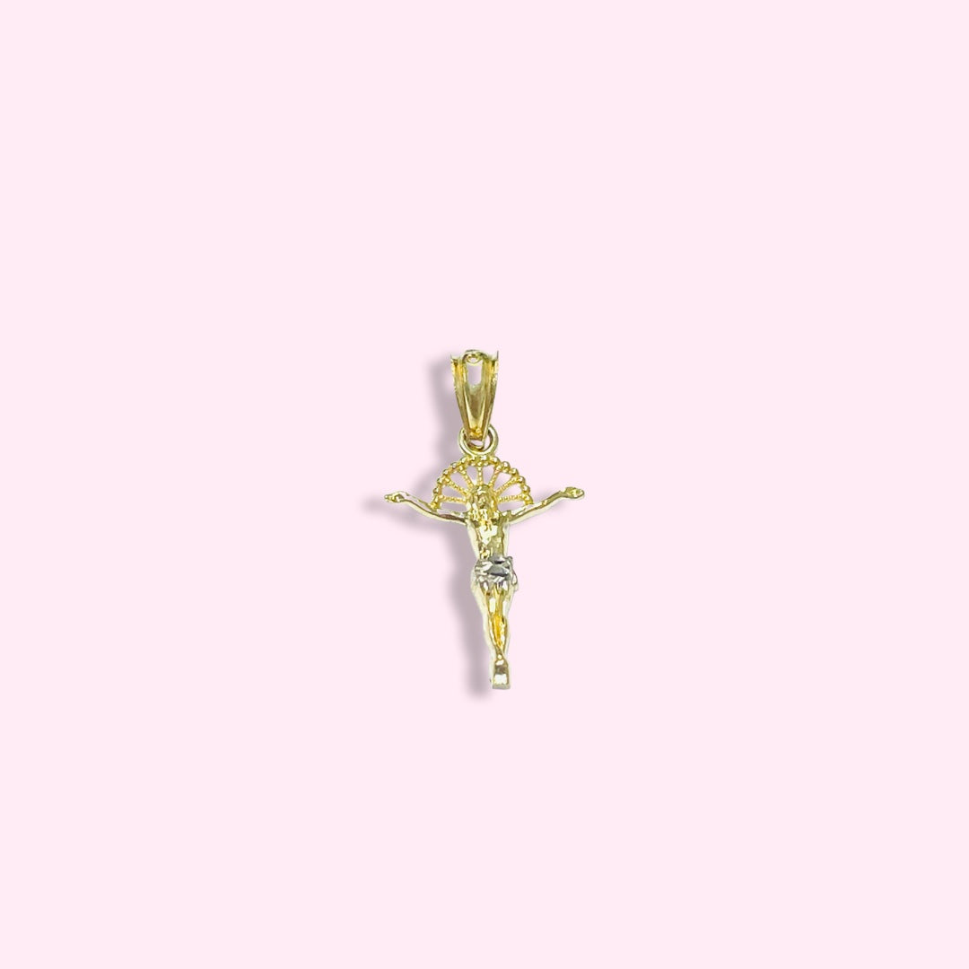 10K Yellow Gold Small Jesus Cross Pendant Charm