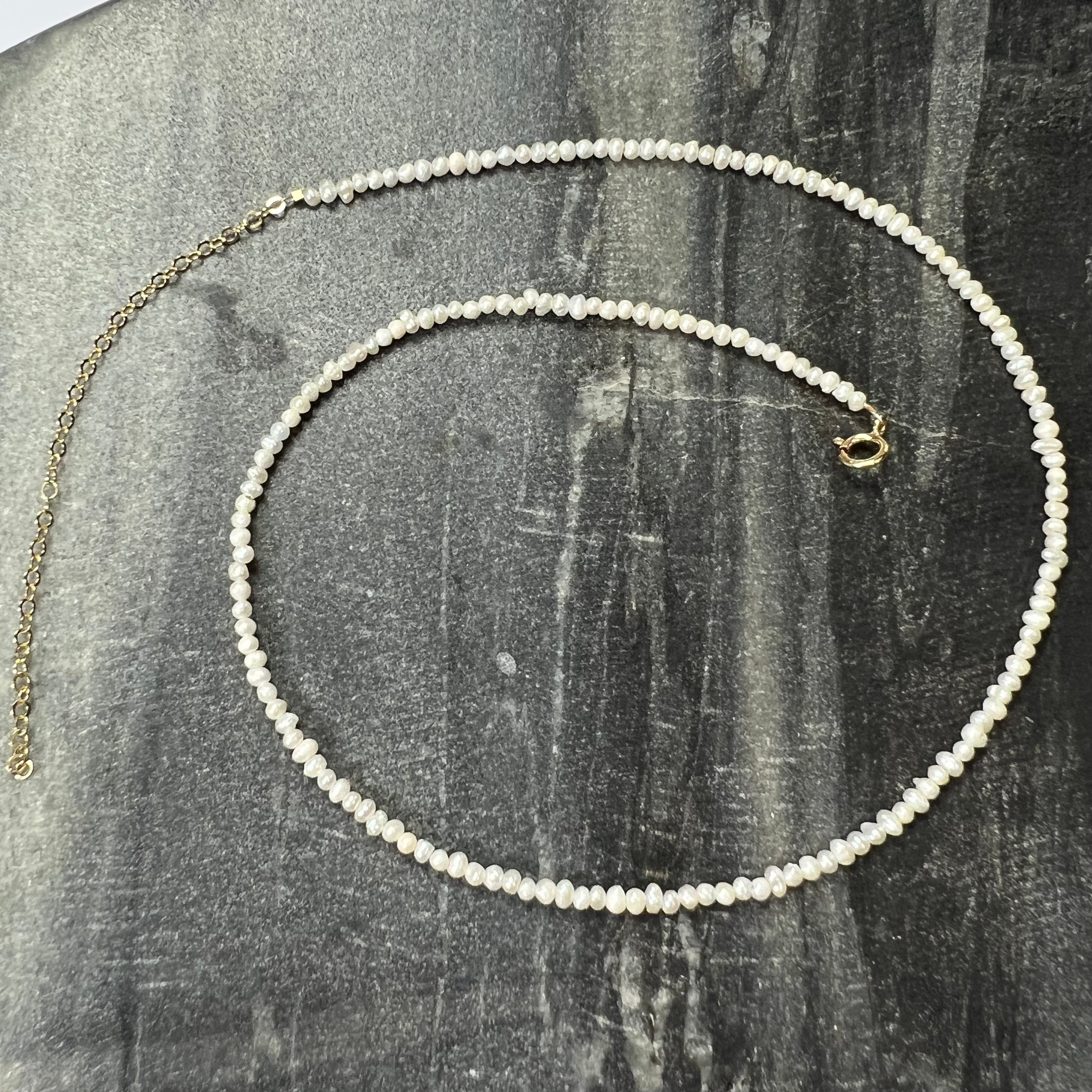 Seed Pearl 14.5" 14K Yellow Gold Necklace Clasp