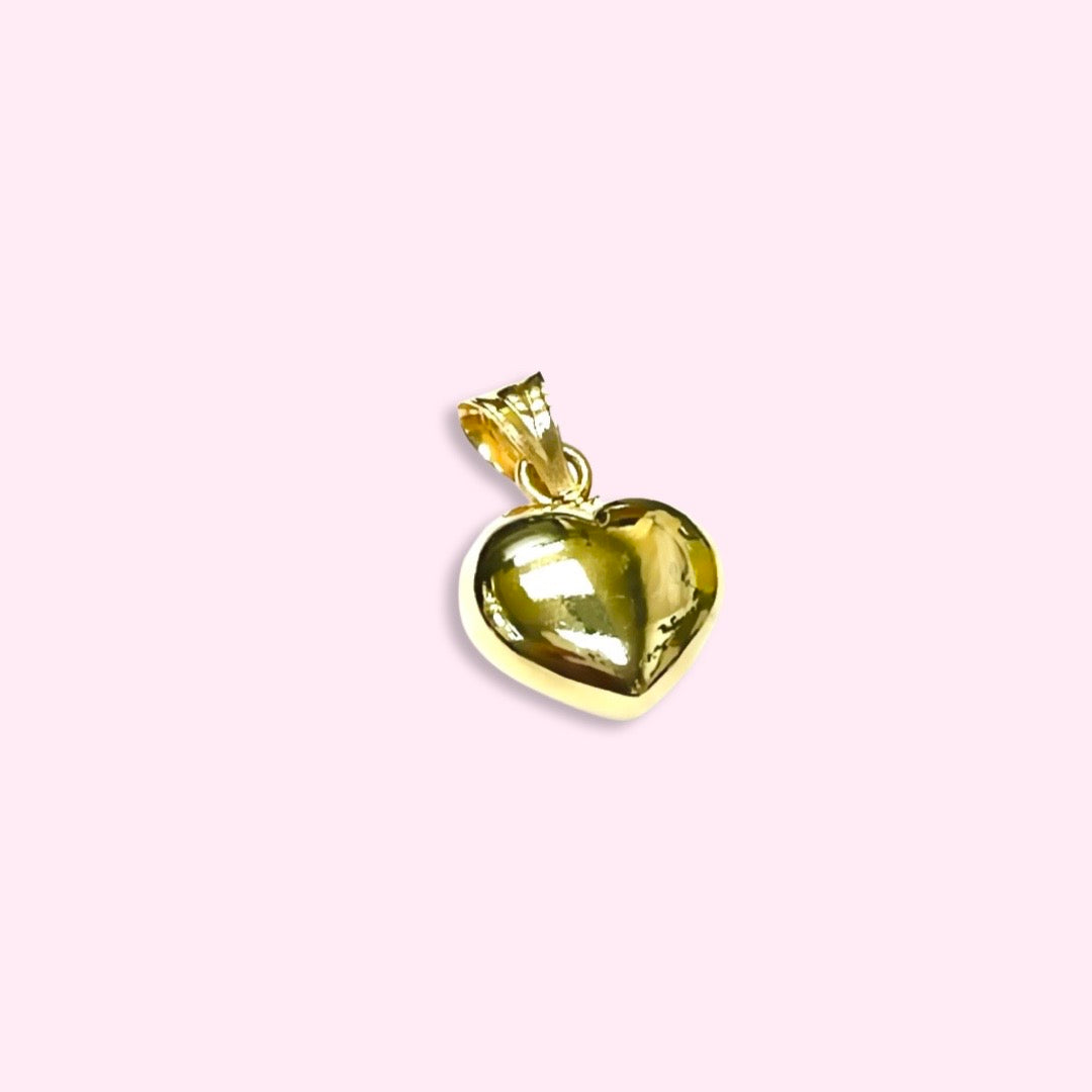 10K Yellow Gold Puffed Heart Pendant Charm