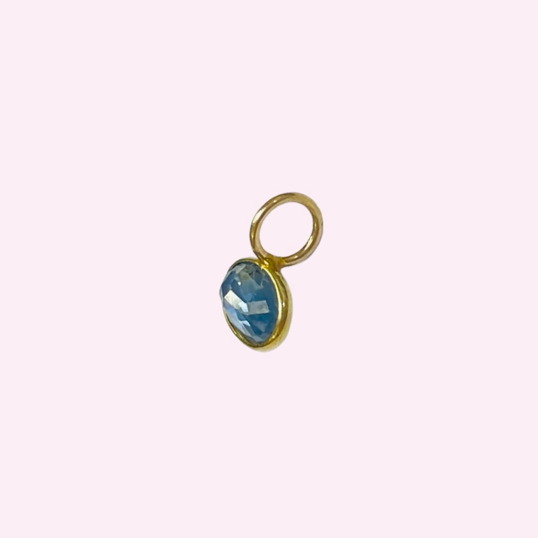 14K Yellow Gold Sapphire Pendant Gem Charm