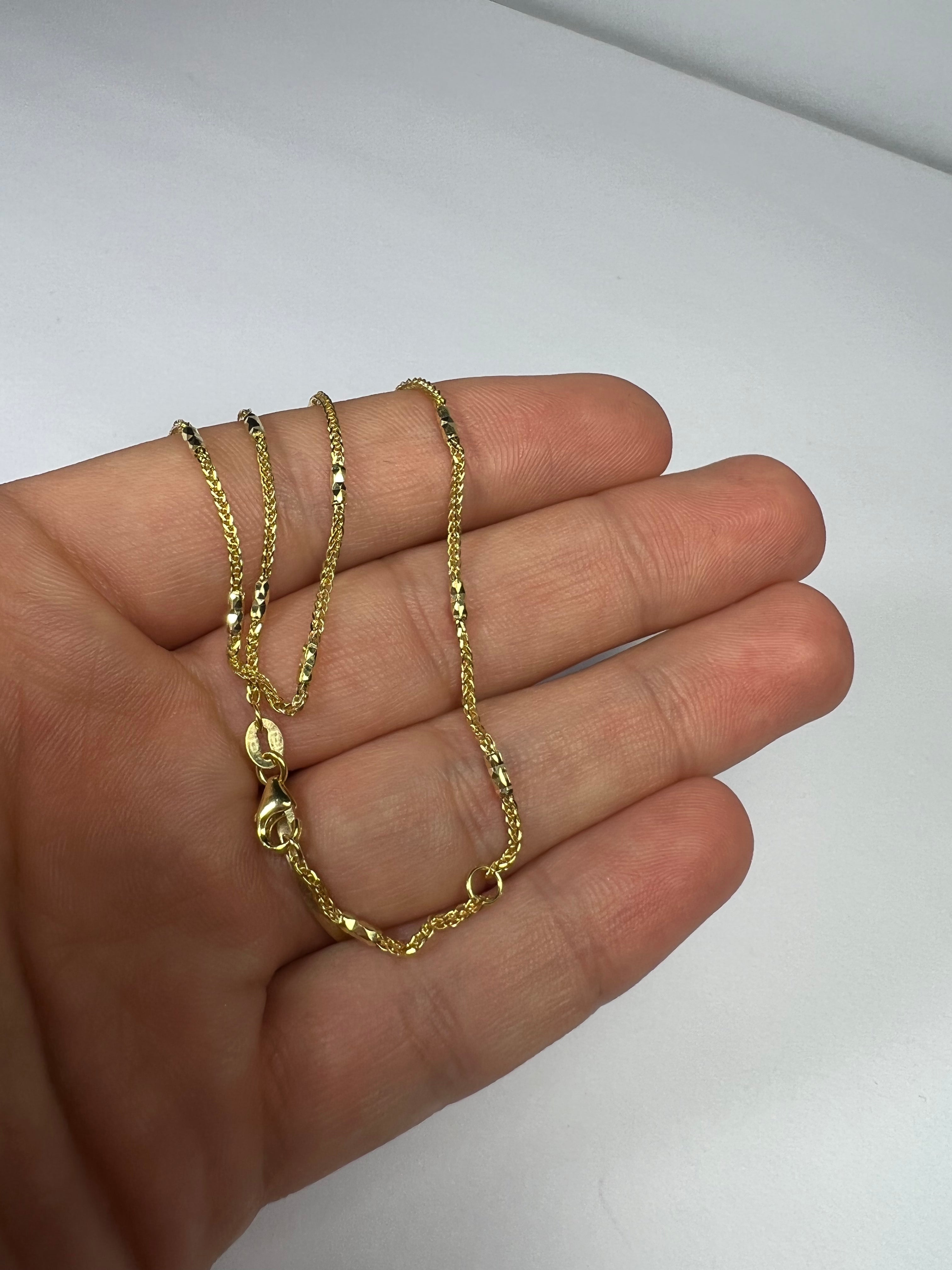 Solid 14K Yellow Gold 1mm Wheat Chain Anklet 10.25"