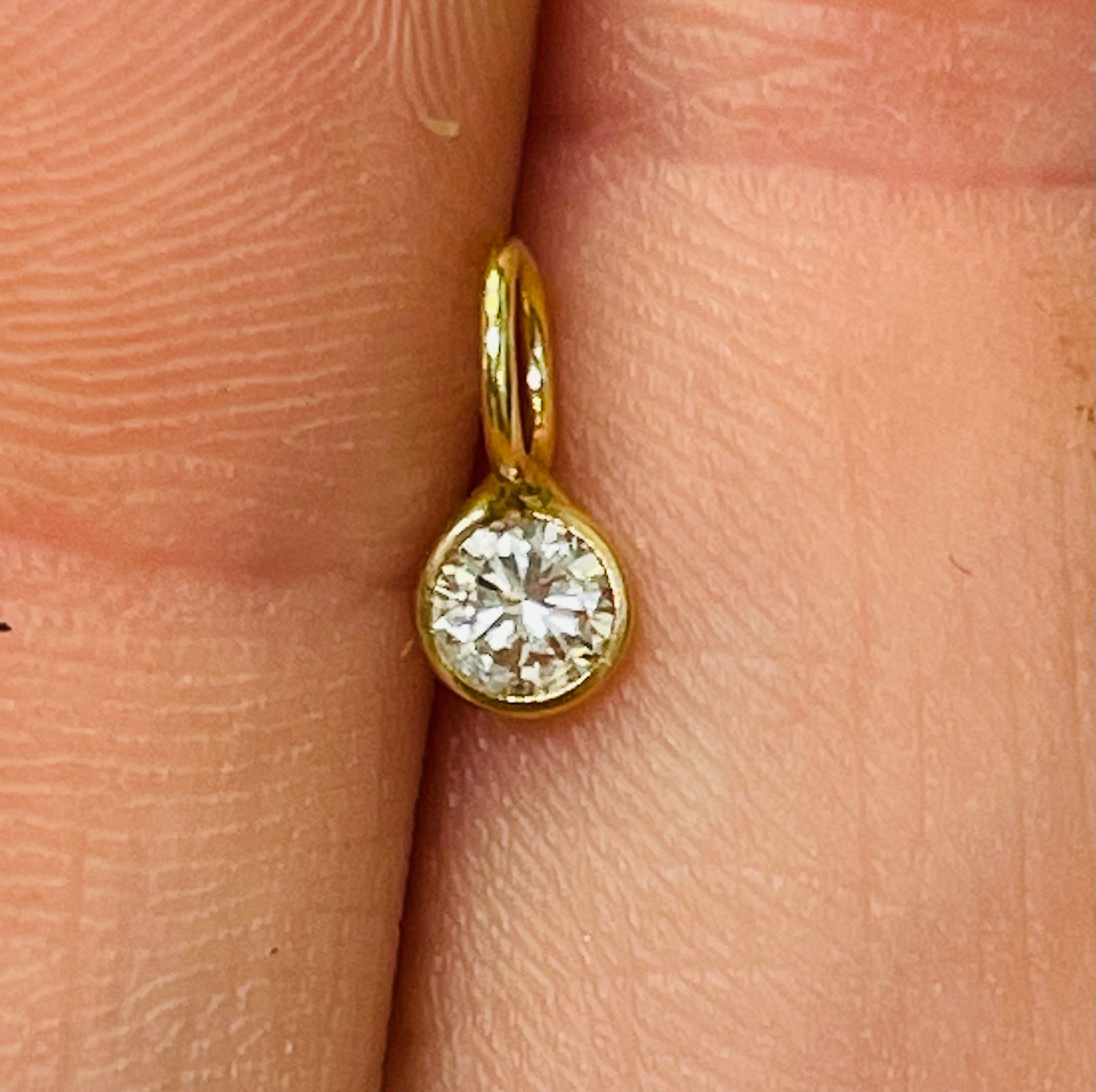 14K Yellow Gold Diamond Pendant Gem Charm