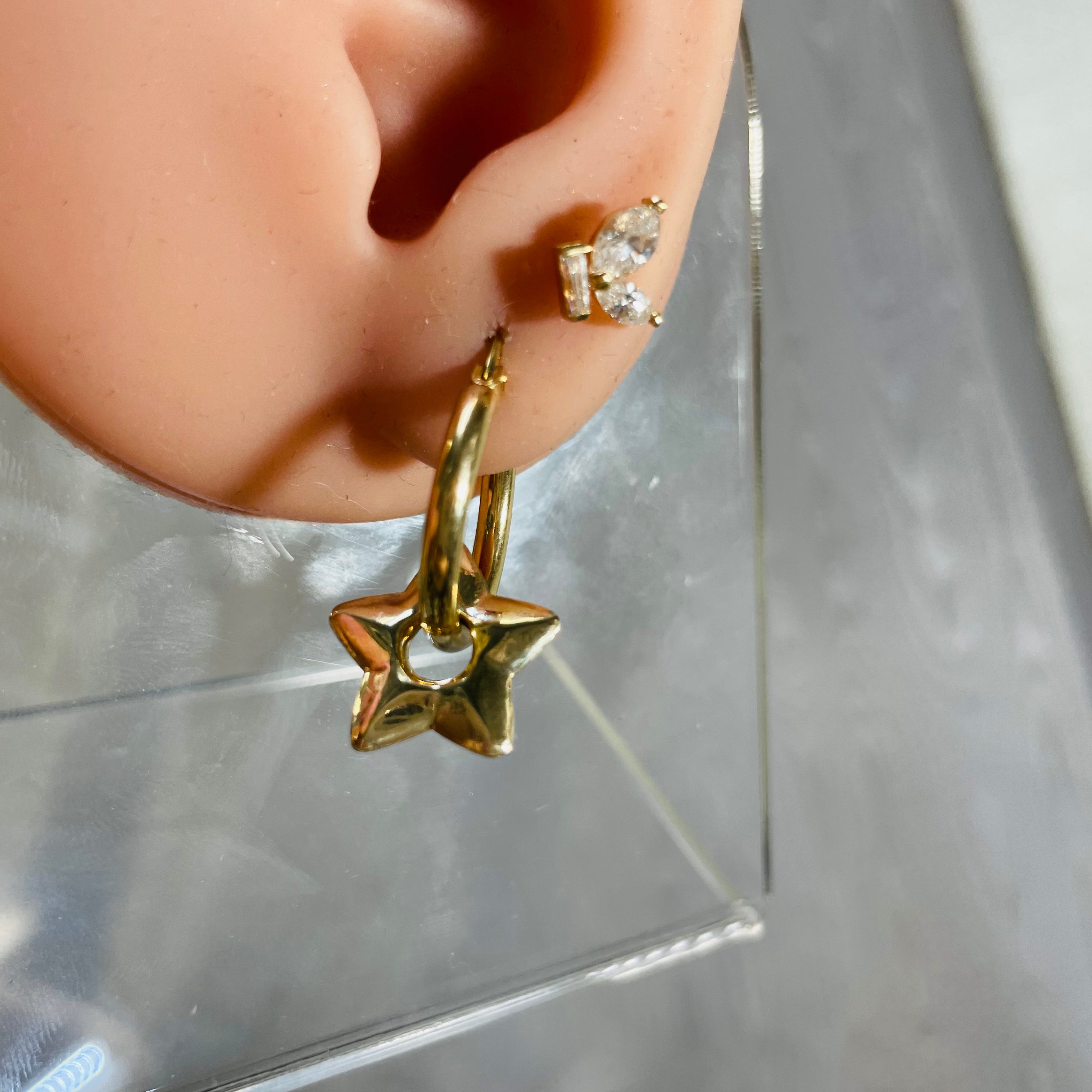 10K Yellow Gold Star Earring Charm