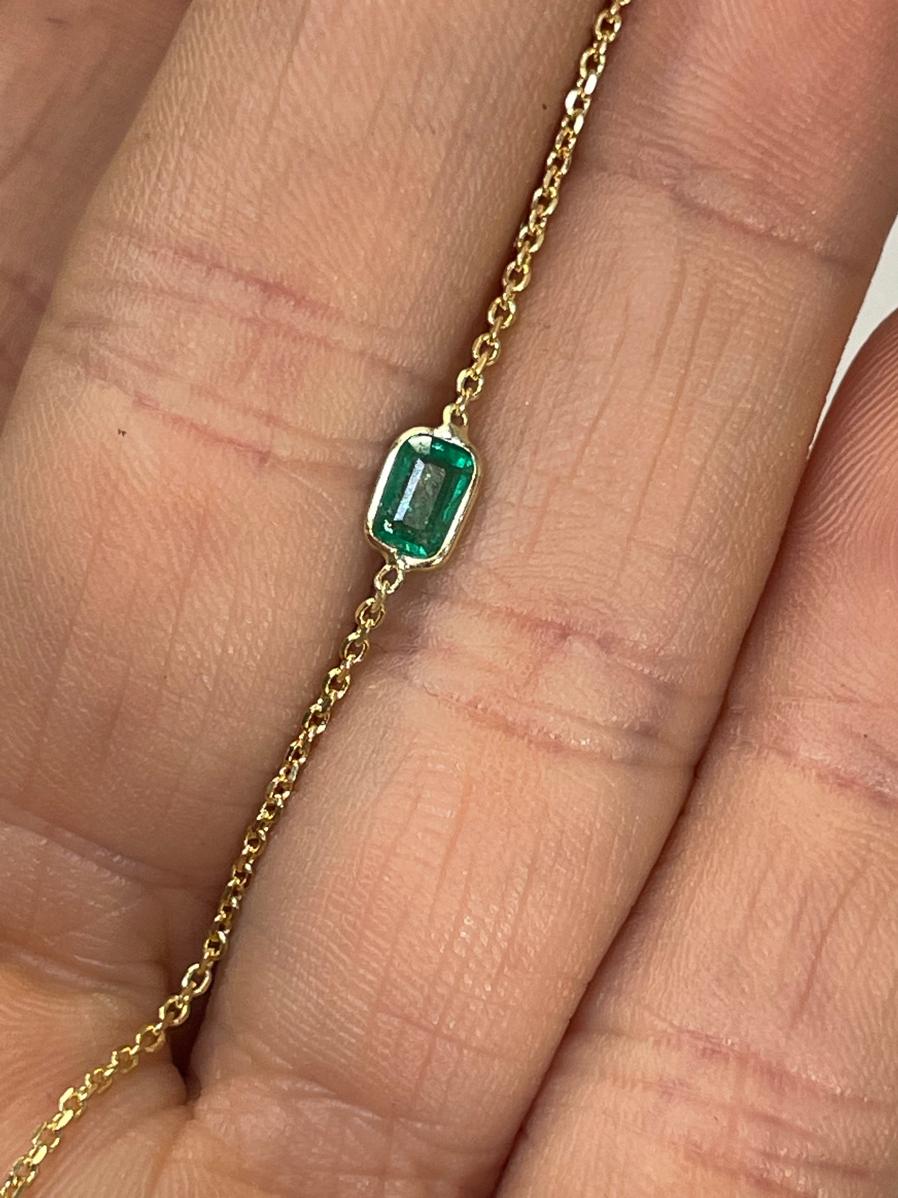 Colombian Emerald Handchain 14k Yellow Gold