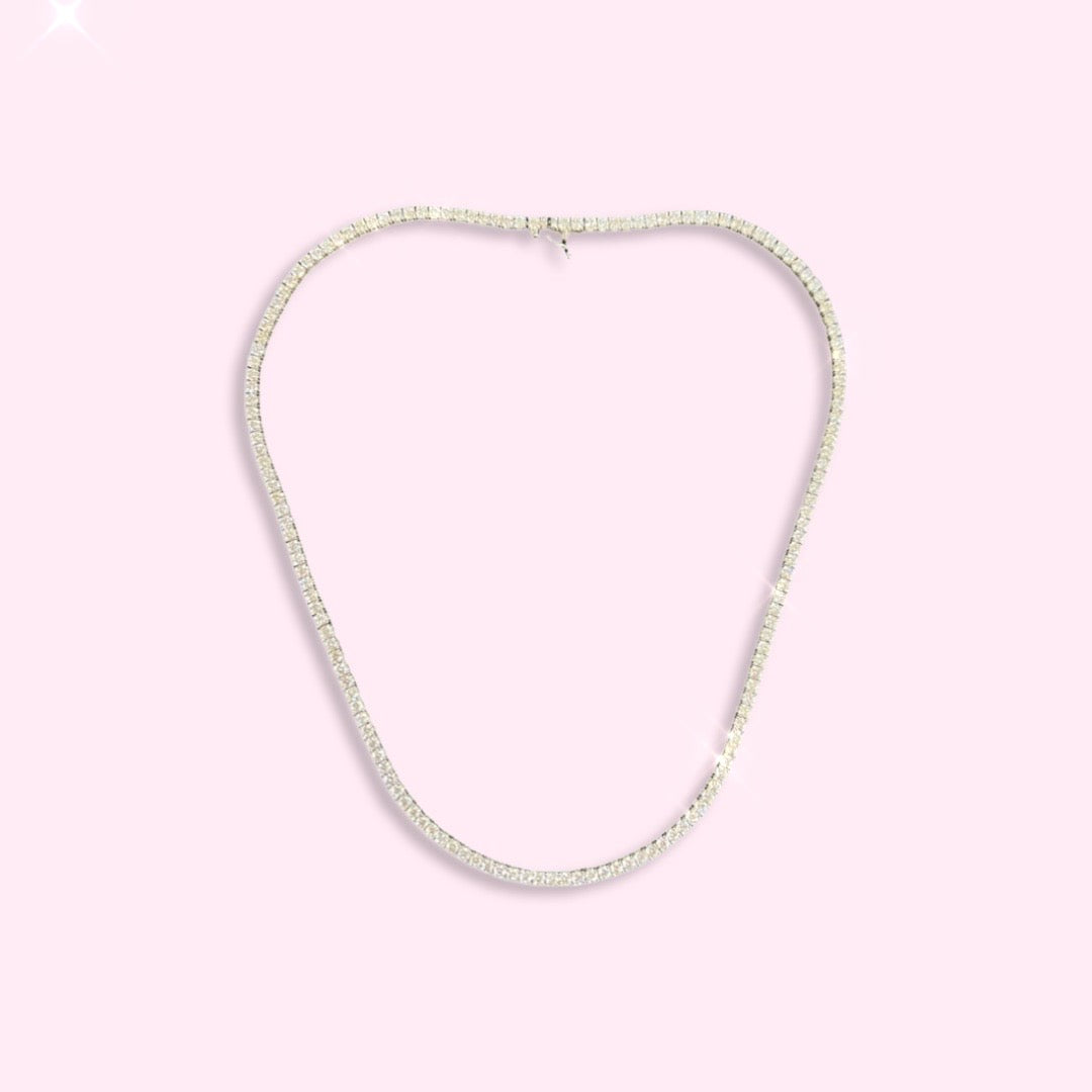 9.85CT Diamond Tennis Necklace 14K White Gold 16.5”
