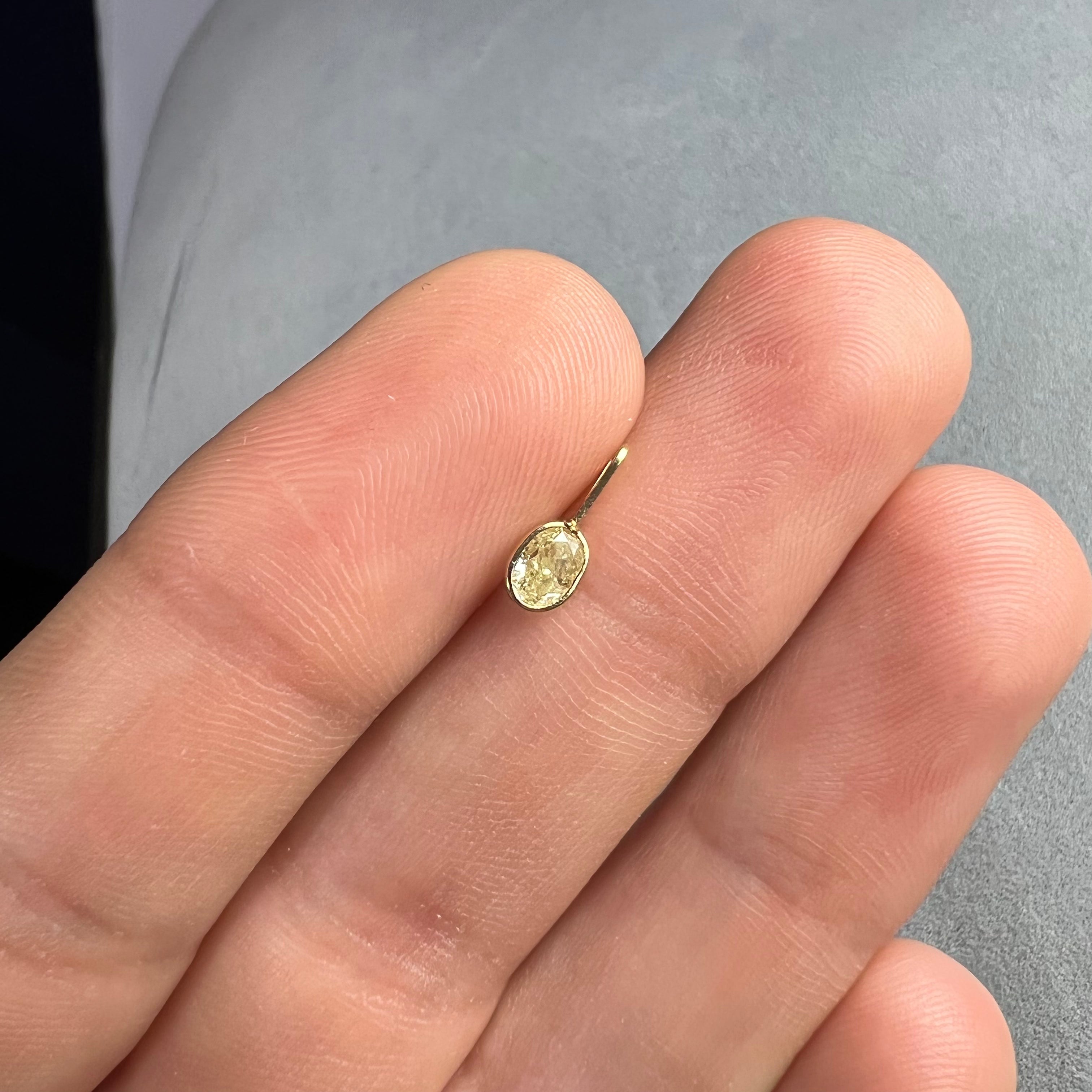 .24CT Canary Yellow Oval Diamond Pendant Charm 14K Gold
