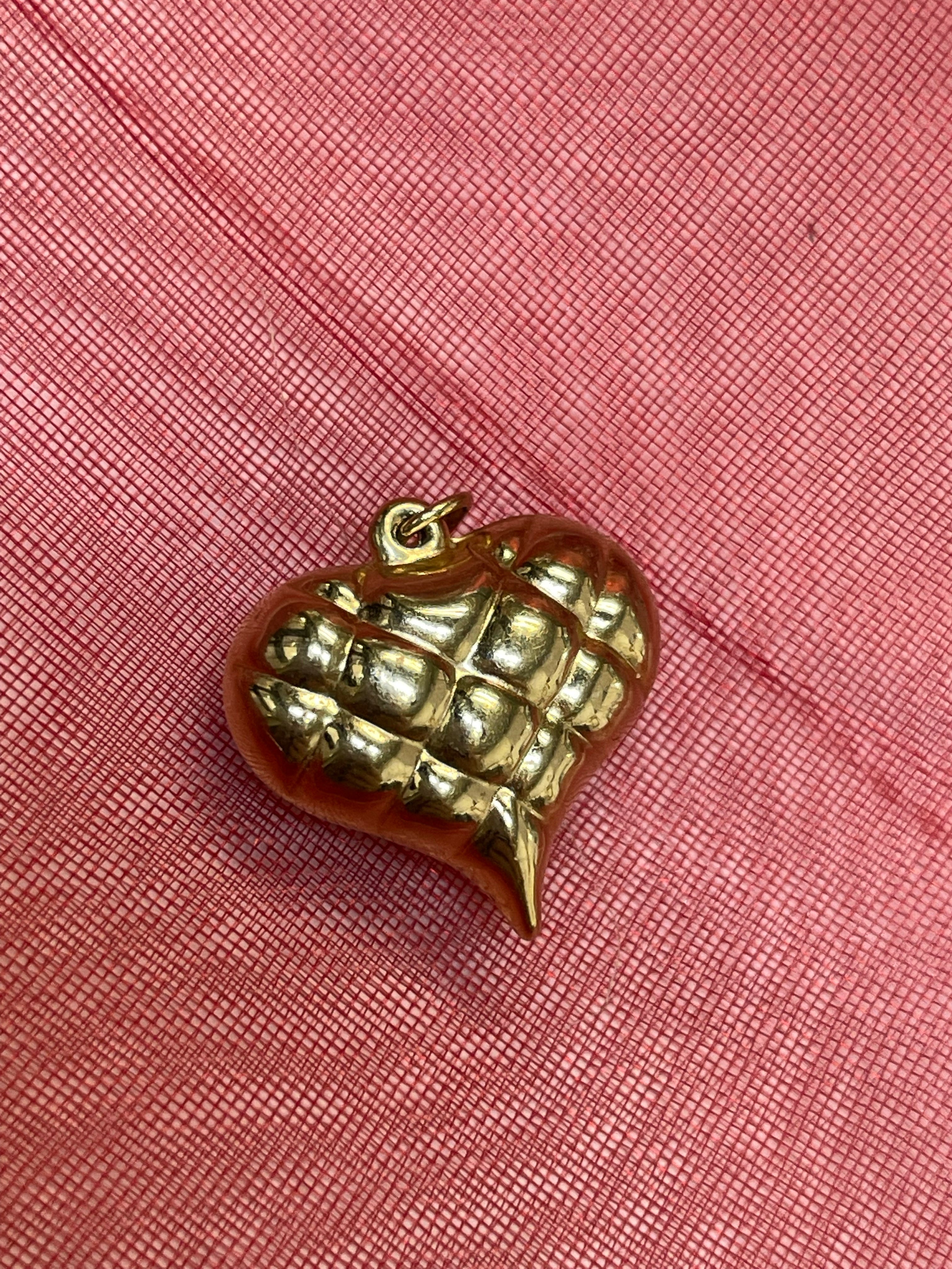 14K Yellow Gold Puffy Heart Pendant Charm