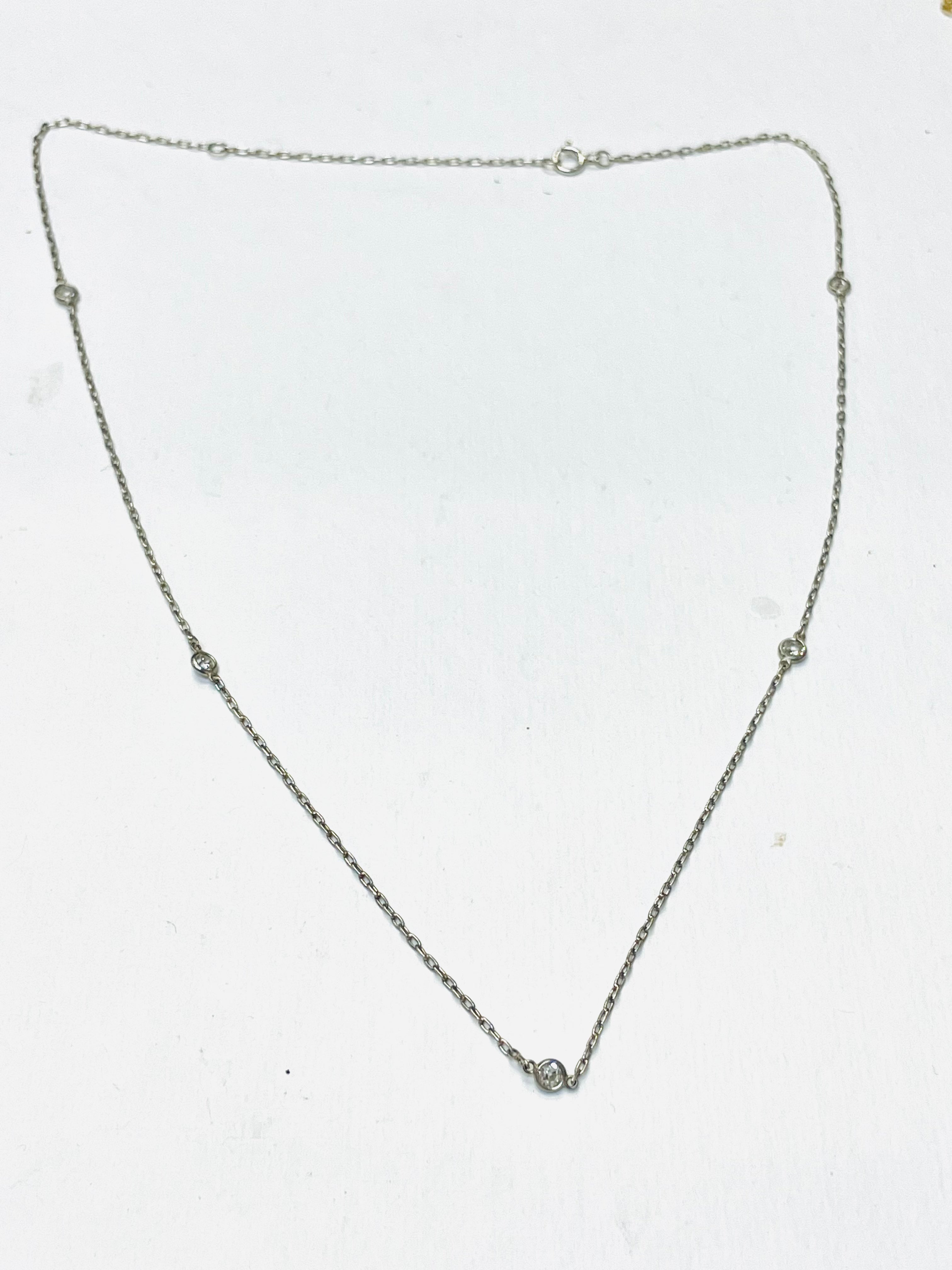 .47CT Old Mine Cut Diamond Platinum by the Yard Necklace 16-18”