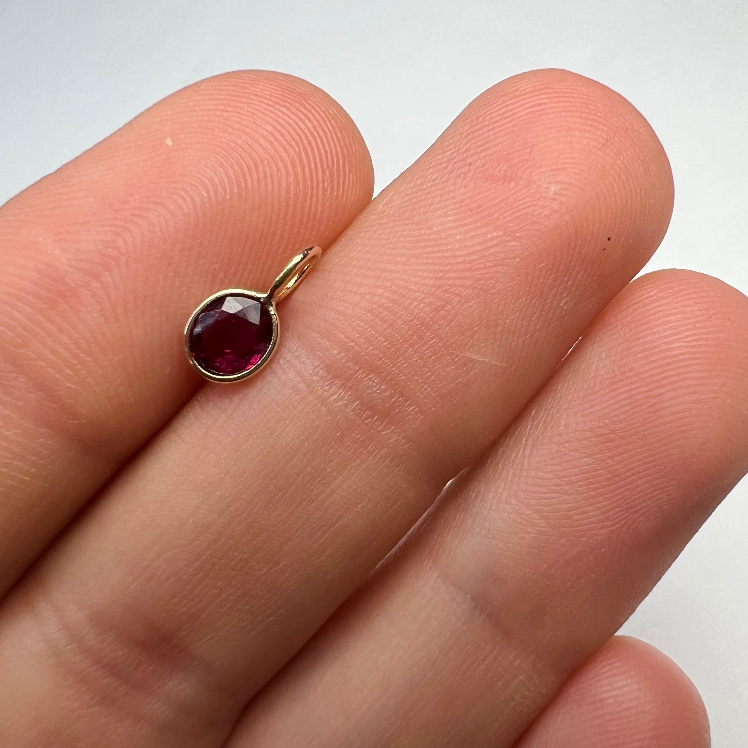 .59CT Natural Marquise Round Ruby 14K Yellow Gold Pendant Charm 10x5mm