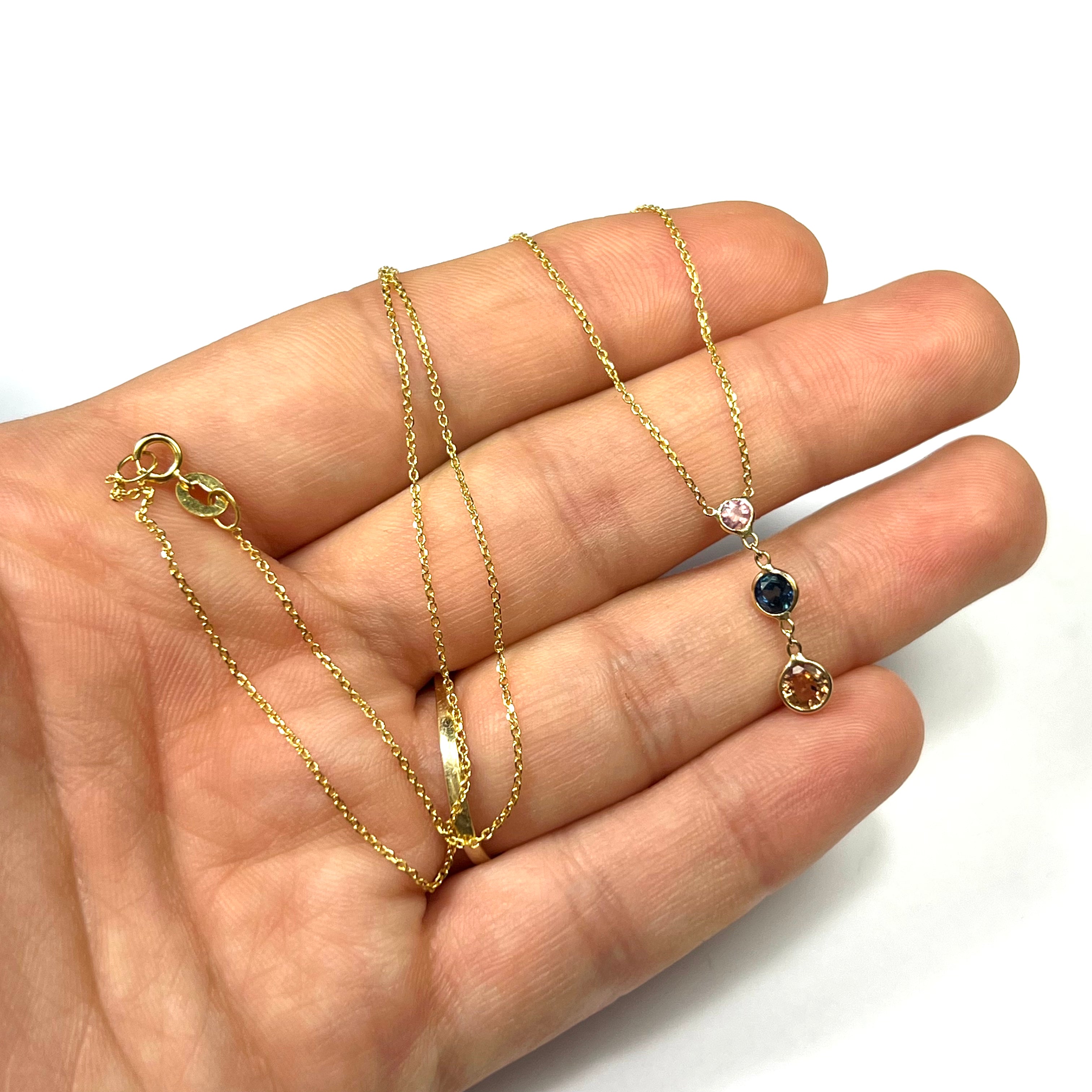 Rainbow Sapphire 16" 14K Yellow Gold Necklace