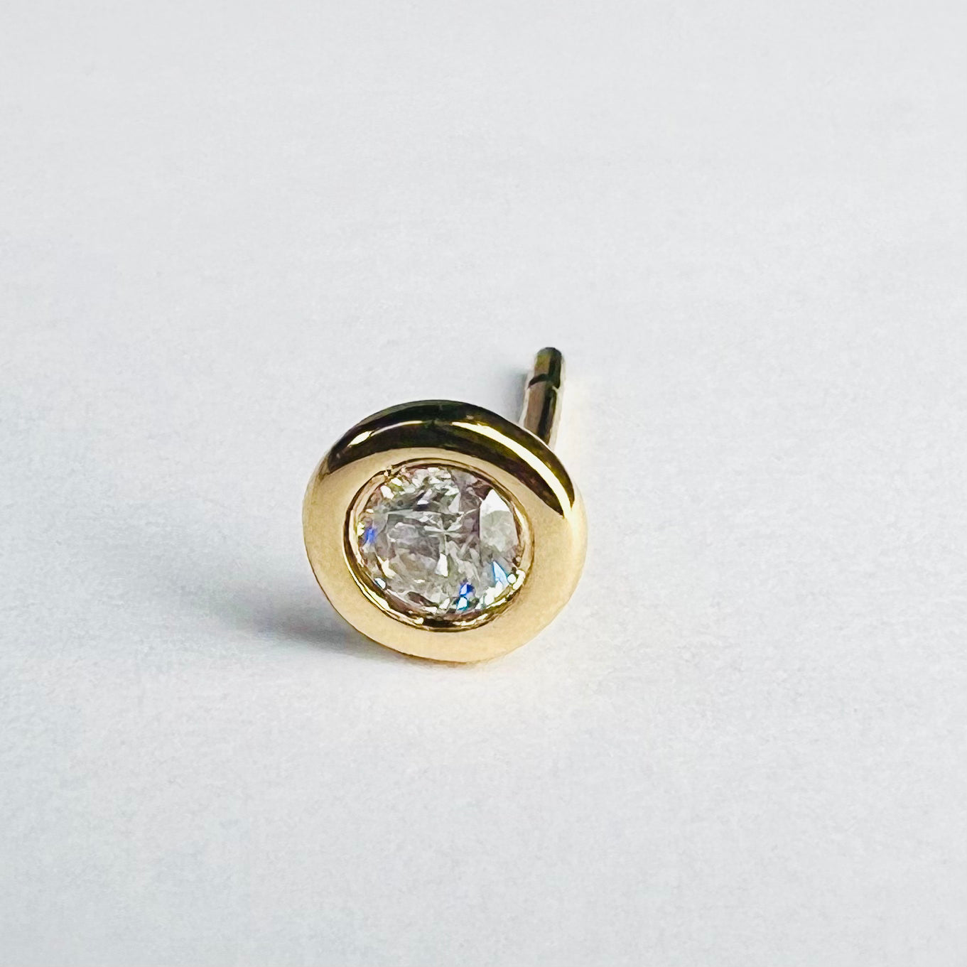 .11ct Natural Diamond 14K Yellow Gold Single Earring Stud 5mm